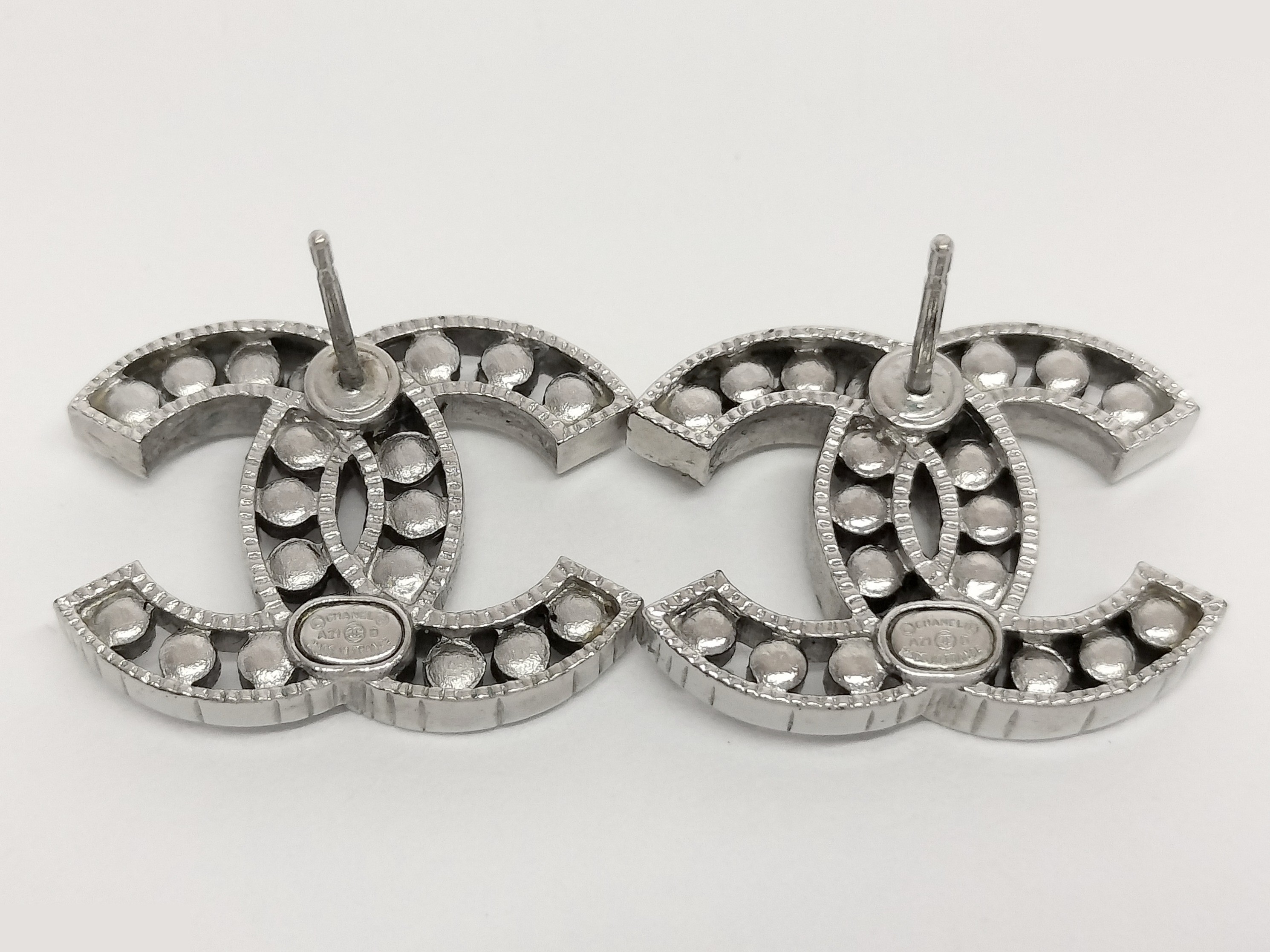 Coco Rhinestone Silver Earrings — view 3