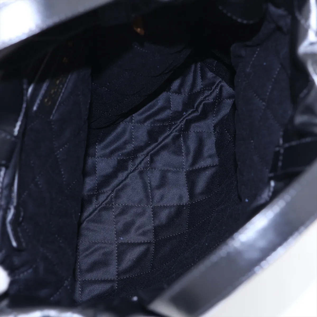 22 Backpack Shiny Calfskin Chain Backpack Black Gold Hardware HHPKANPC Random Plate — view 7