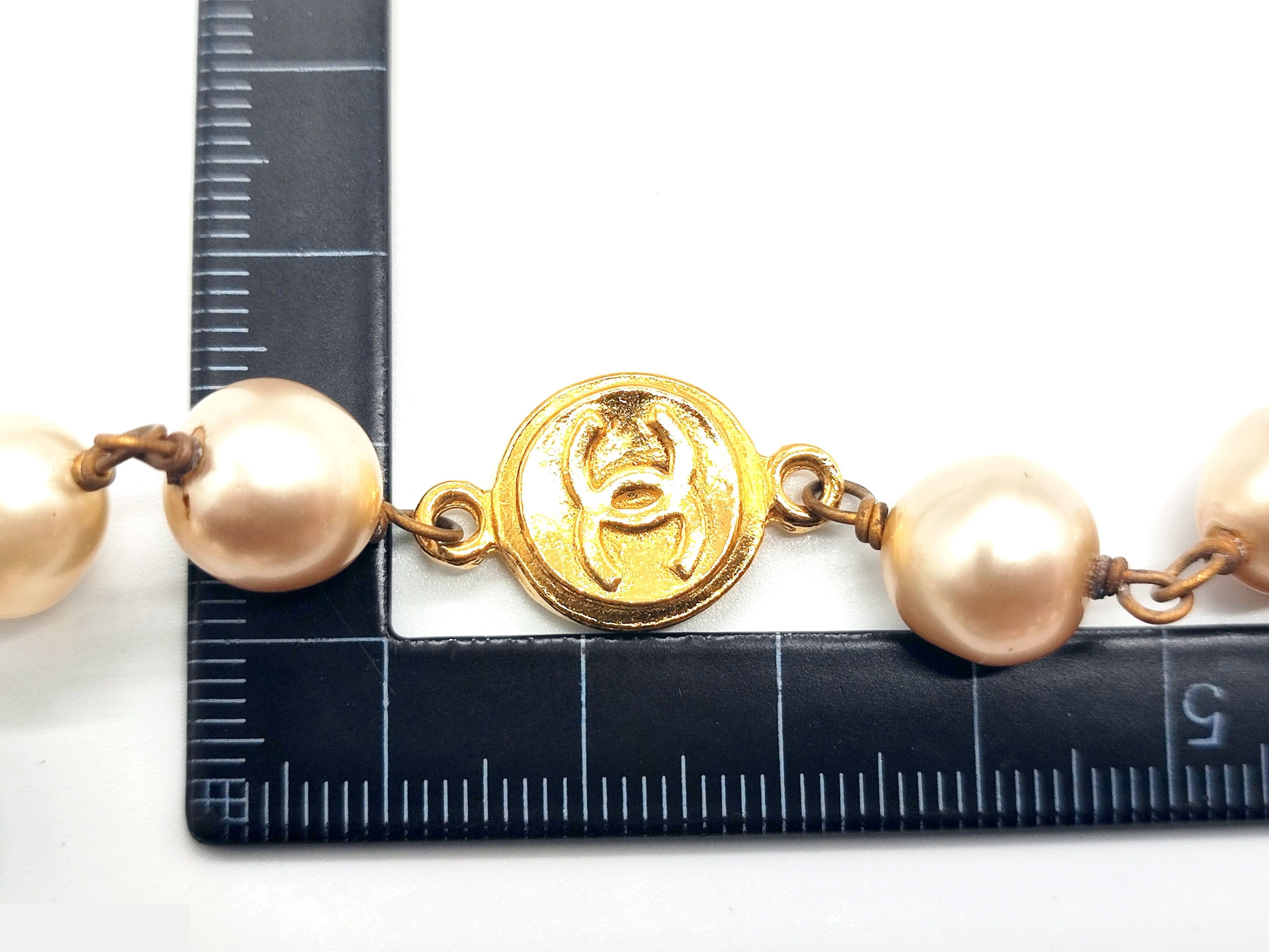 Coco Mark Coin Pearl Long Necklace, Chain approx. 192cm — view 11