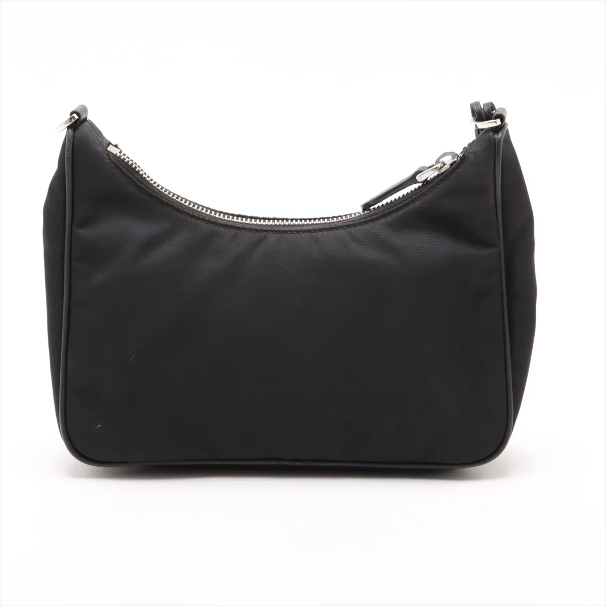Tessuto Nylon x Leather 2WAY Shoulder Bag Black Crochette Strap Crack — view 2