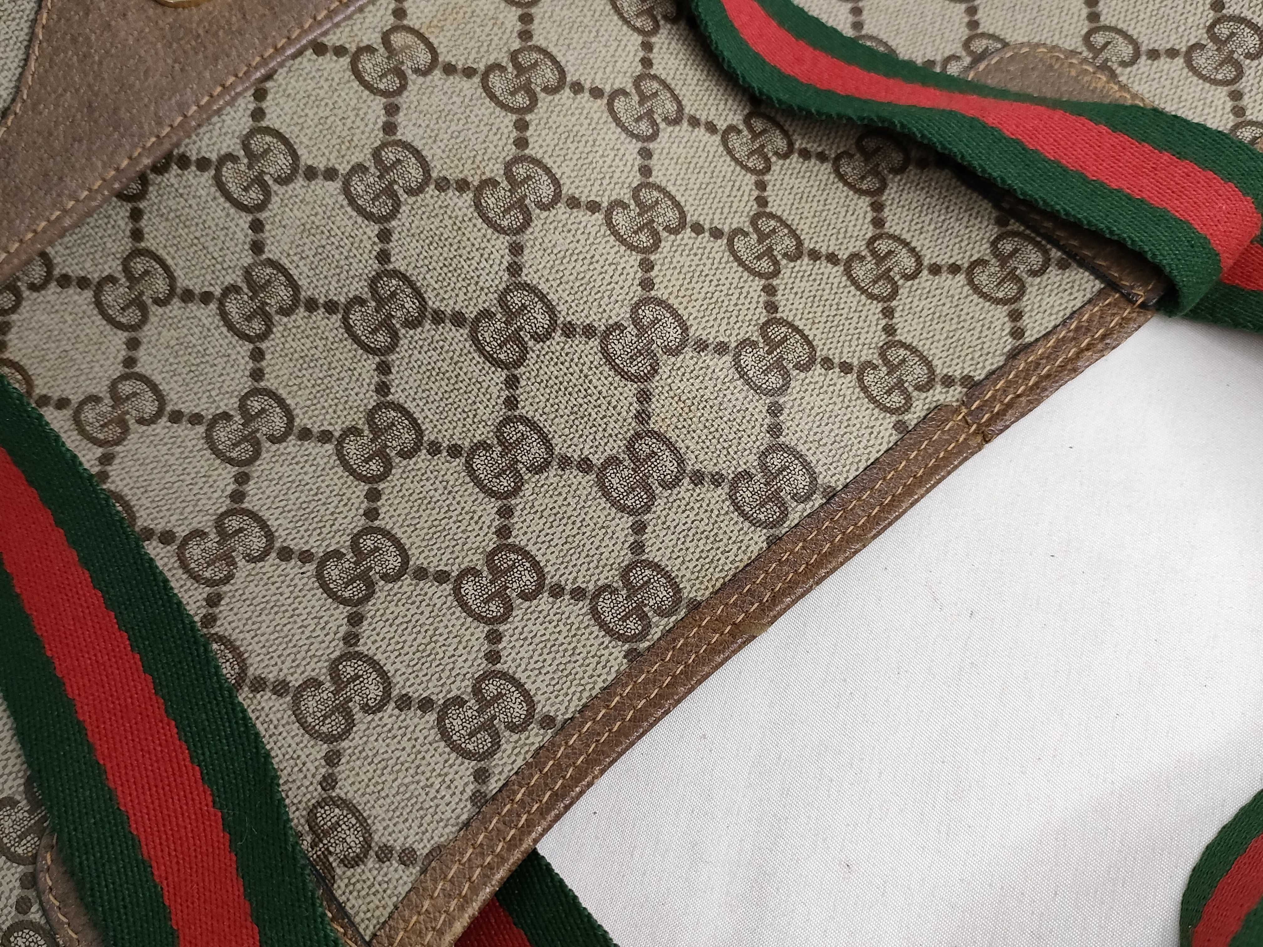 GG Supreme Gucci 39 02 003 GG Supreme Sherry Line Tote Bag PVC Leather Brown Tote Bag — view 12