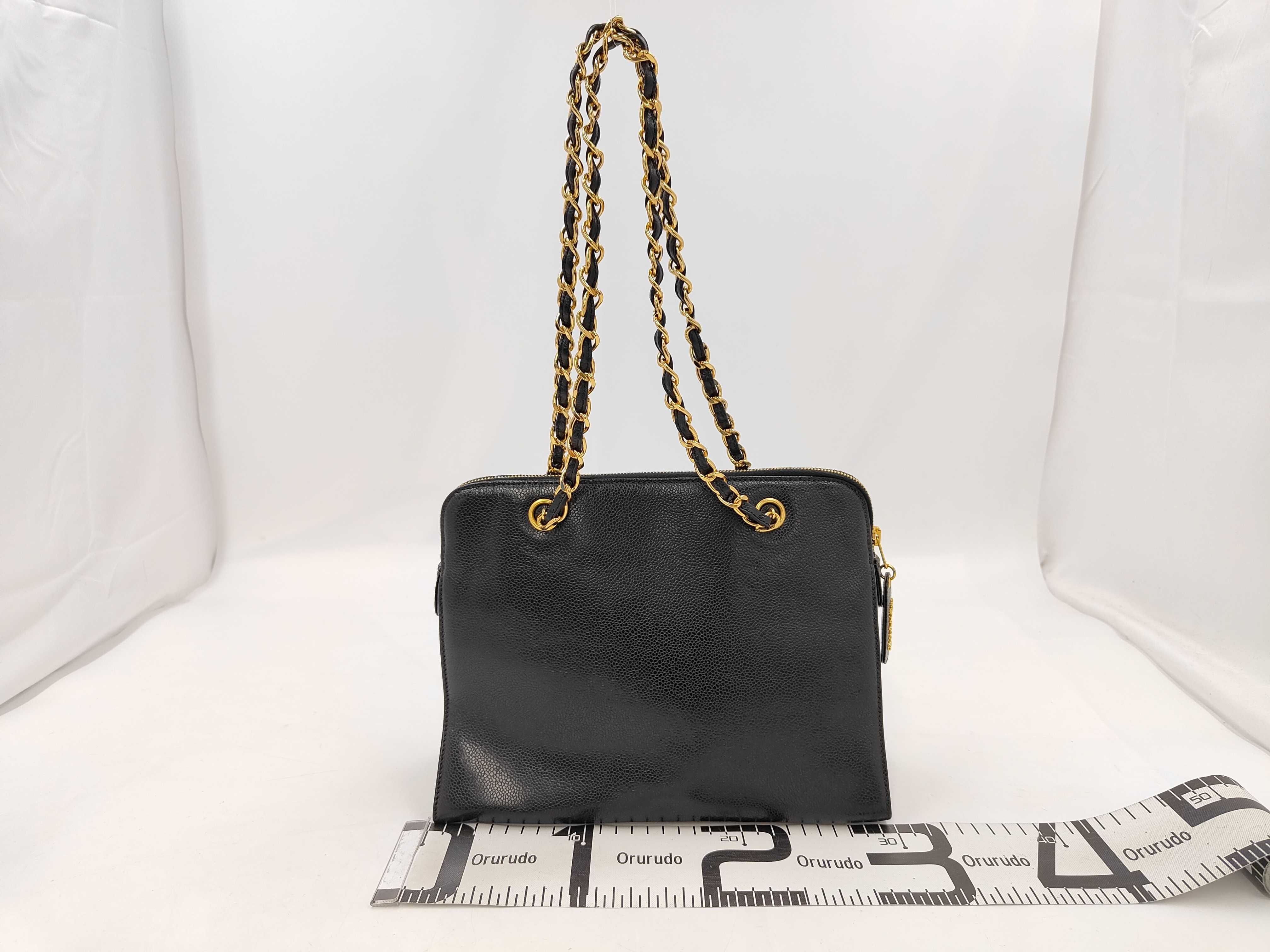 Caviar Skin Turnlock Chain Shoulder Tote Bag — view 2