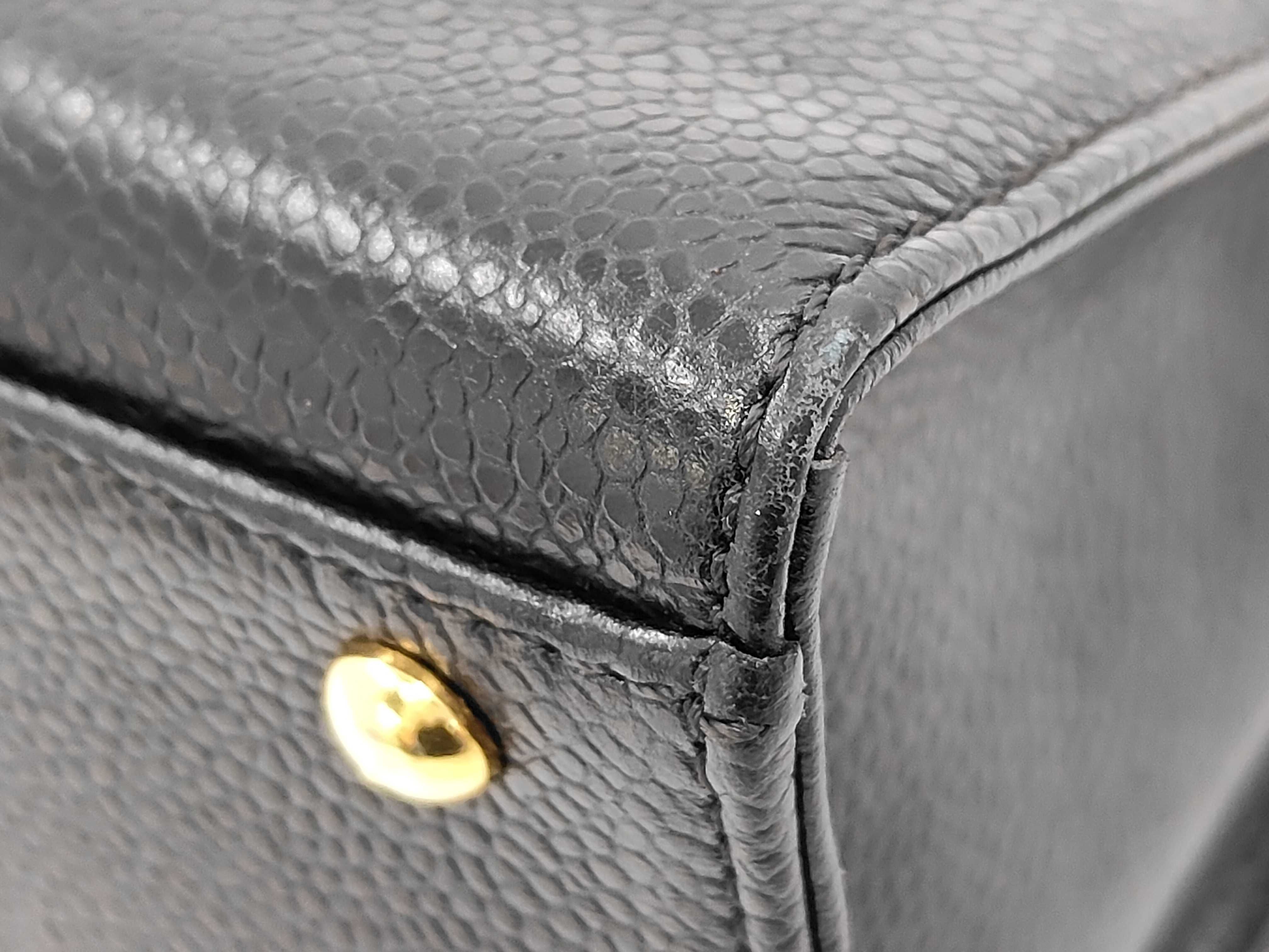 Caviar Skin Turnlock Chain Shoulder Tote Bag — view 6