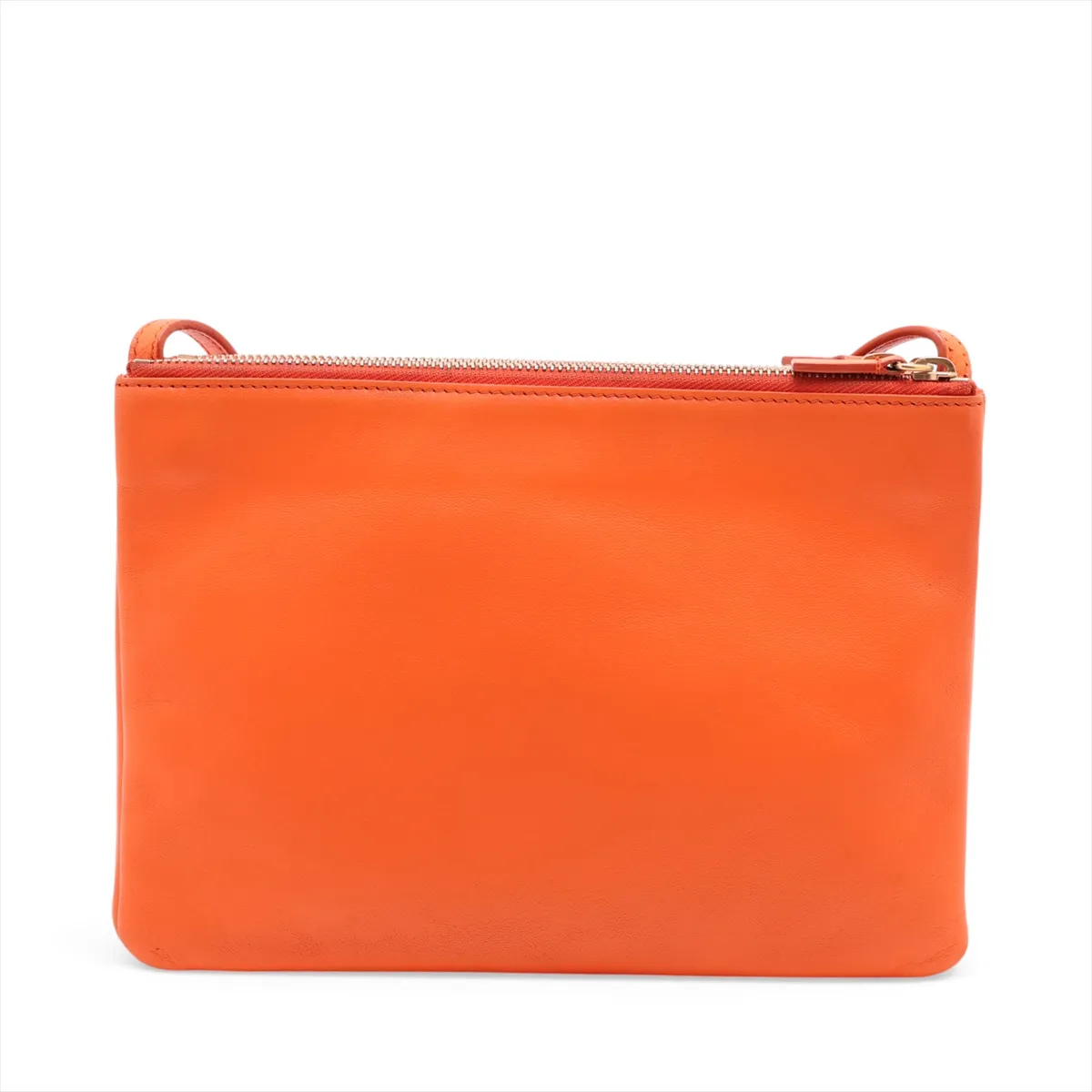 Trio Leather Shoulder Bag, Orange — view 2
