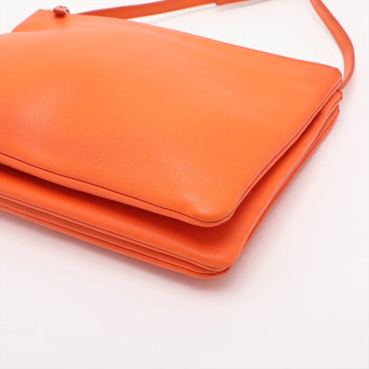 Trio Leather Shoulder Bag, Orange — view 3