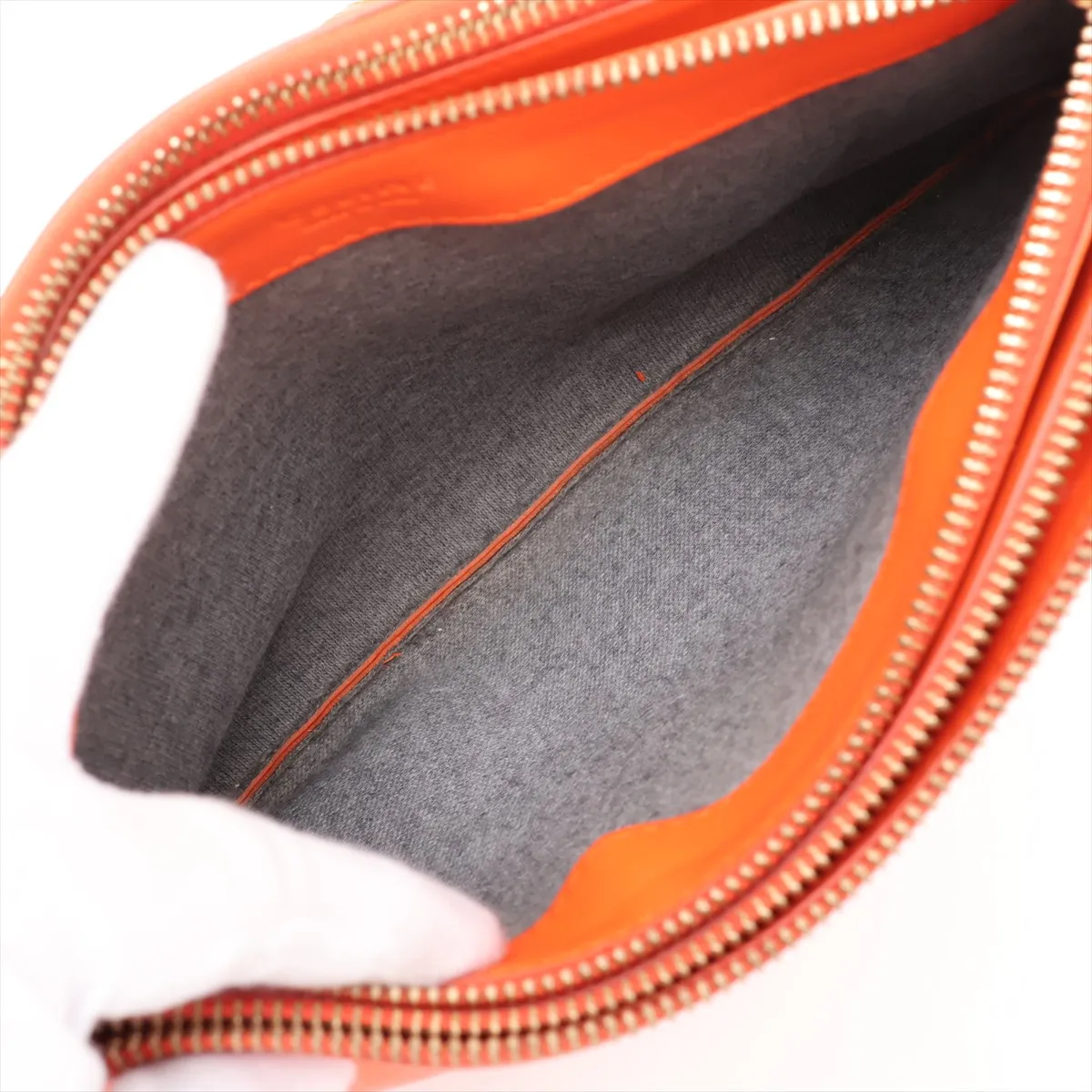 Trio Leather Shoulder Bag, Orange — view 7