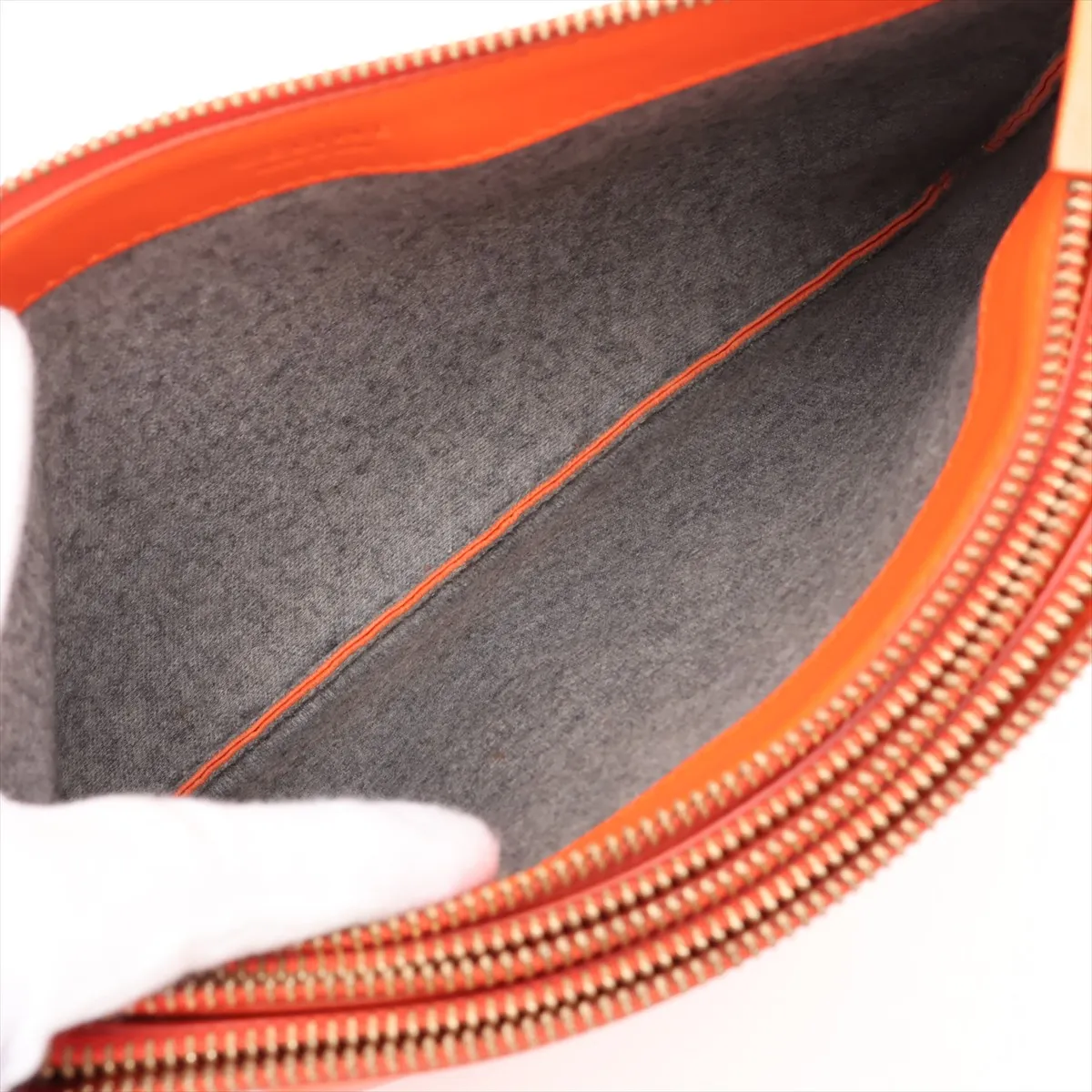 Trio Leather Shoulder Bag, Orange — view 8