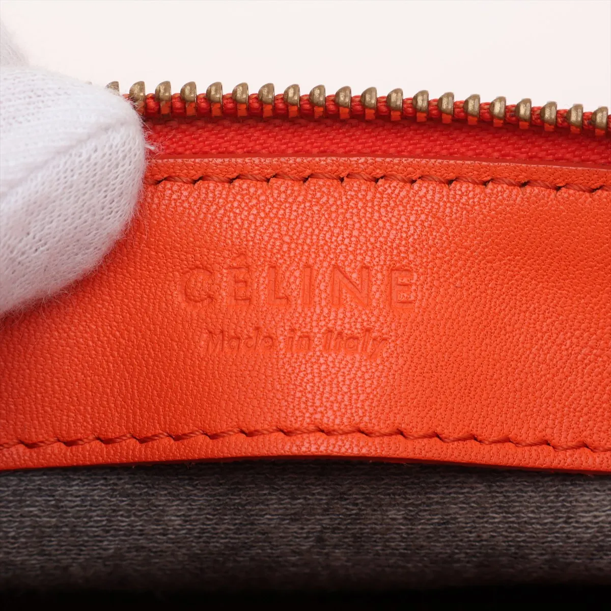 Trio Leather Shoulder Bag, Orange — view 9