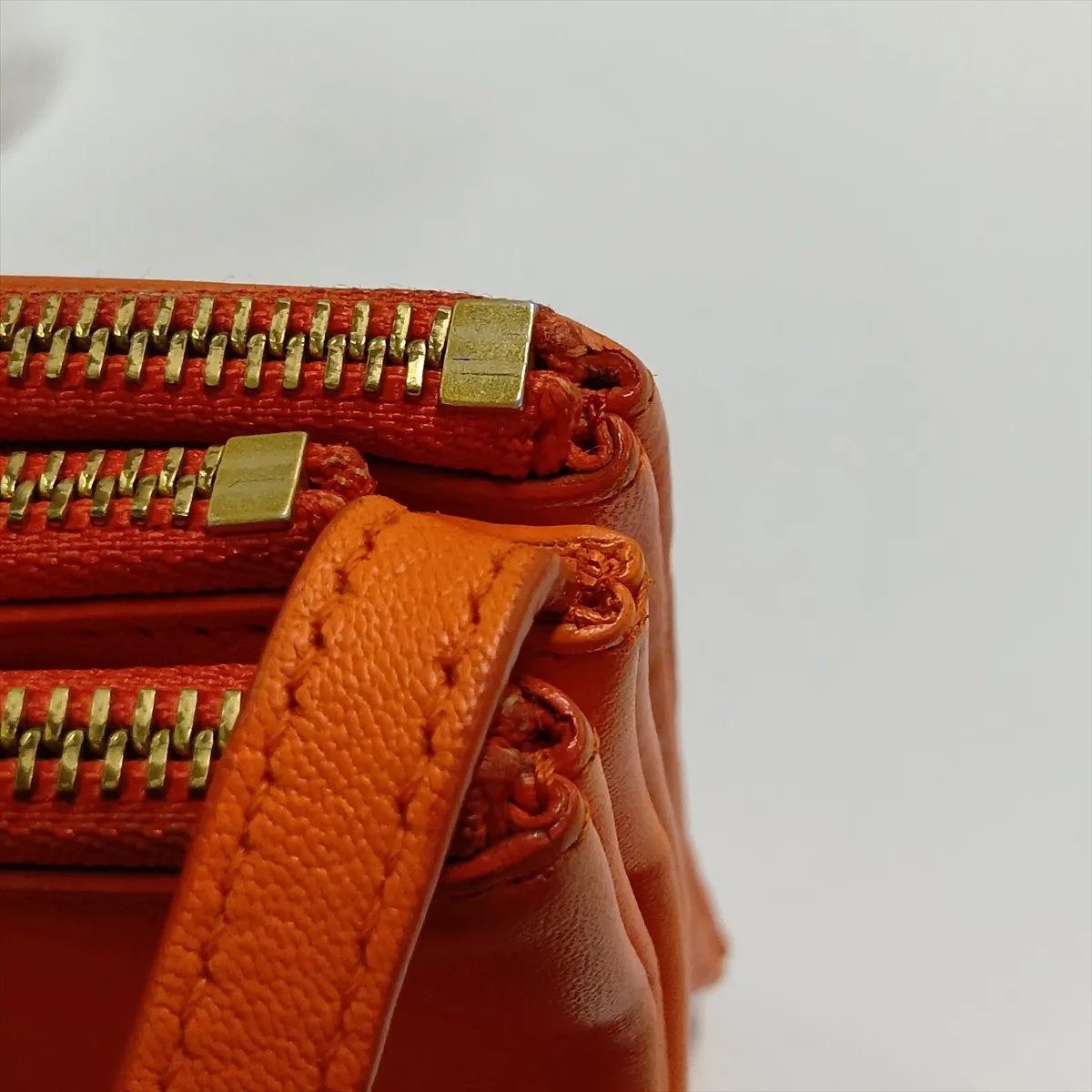 Trio Leather Shoulder Bag, Orange — view 10