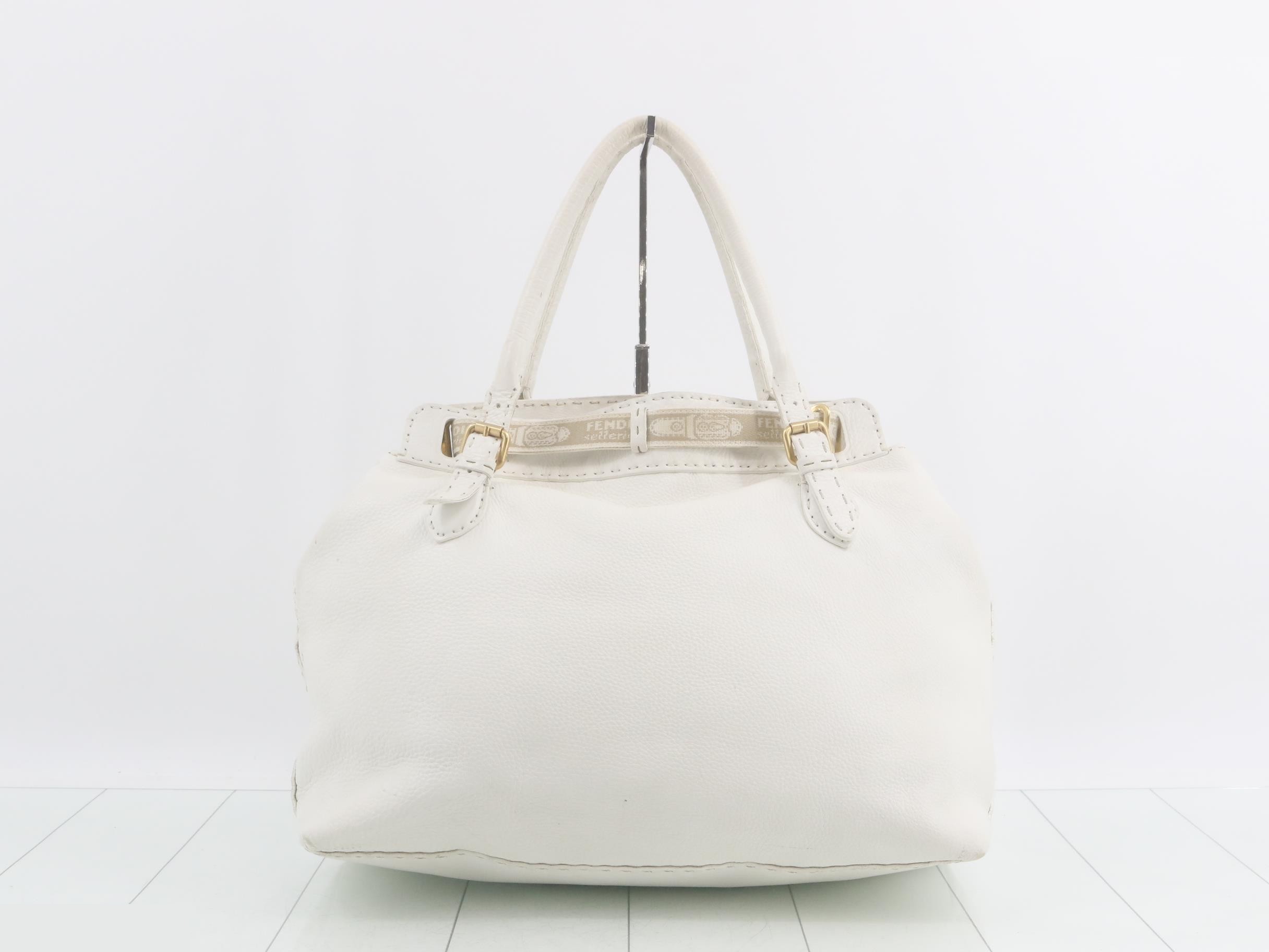 Selleria Leather Handbag, White — view 2