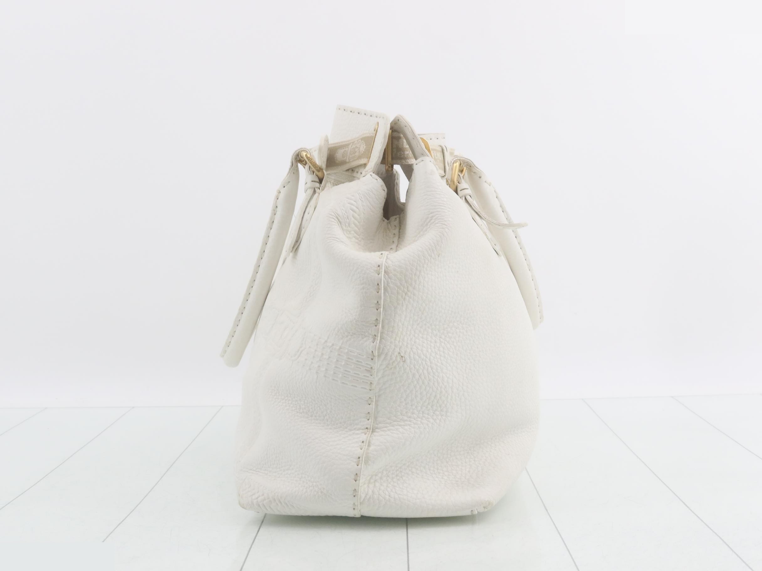 Selleria Leather Handbag, White — view 3