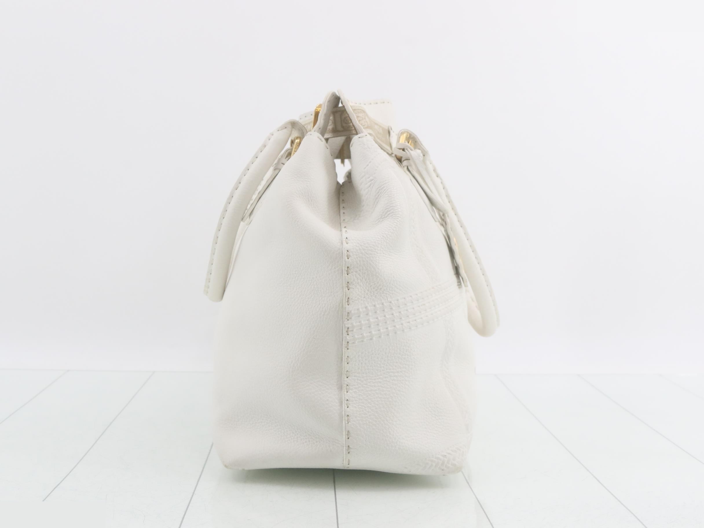 Selleria Leather Handbag, White — view 4