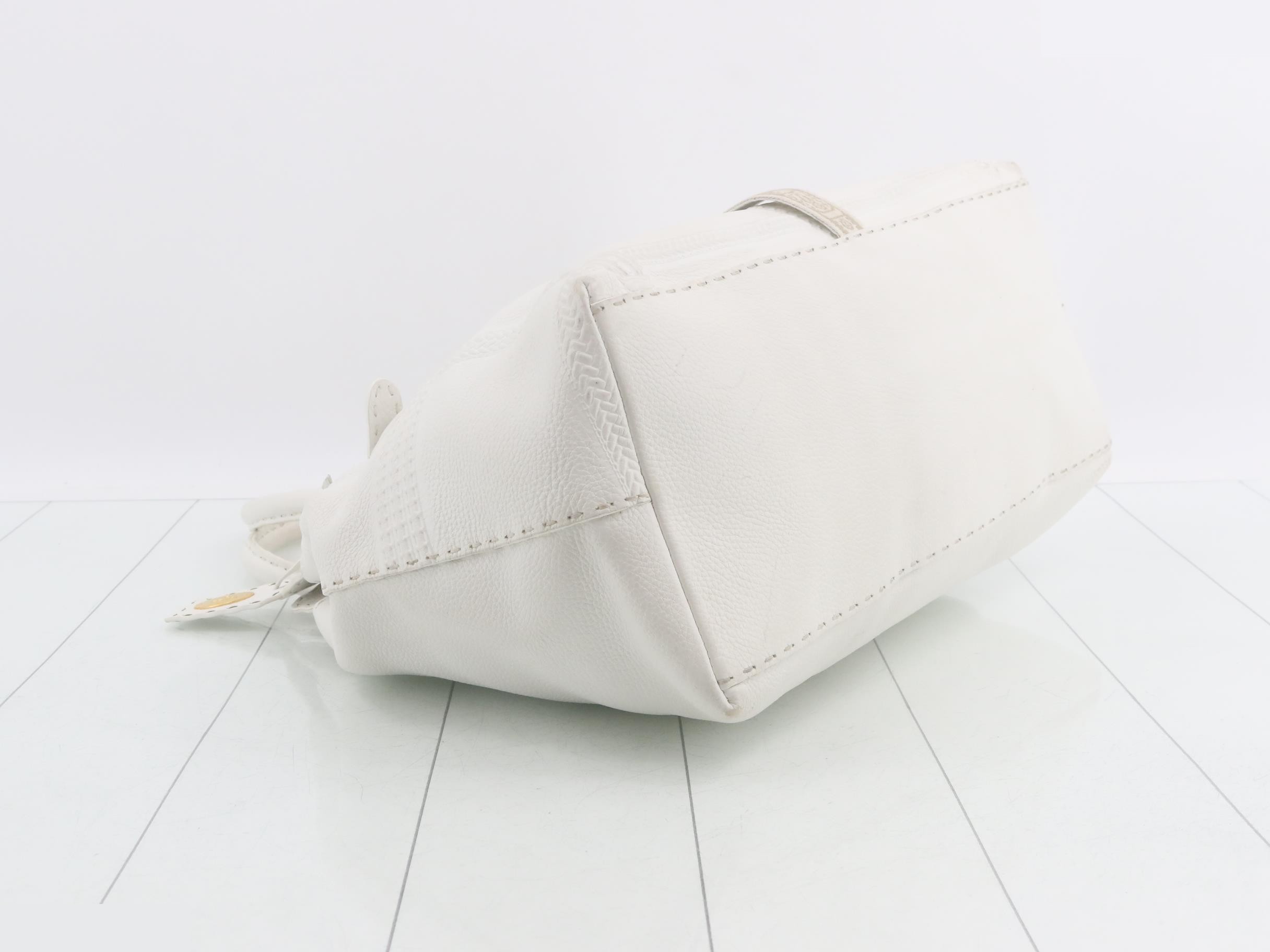 Selleria Leather Handbag, White — view 5