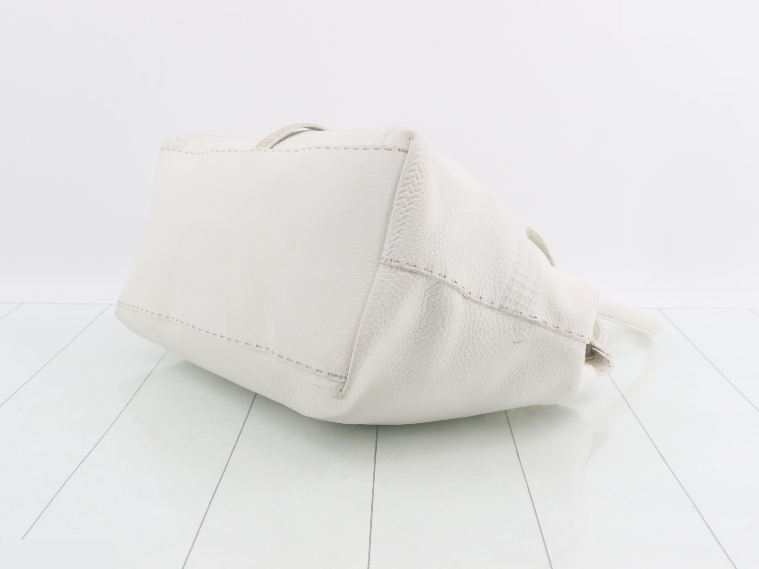 Selleria Leather Handbag, White — view 6