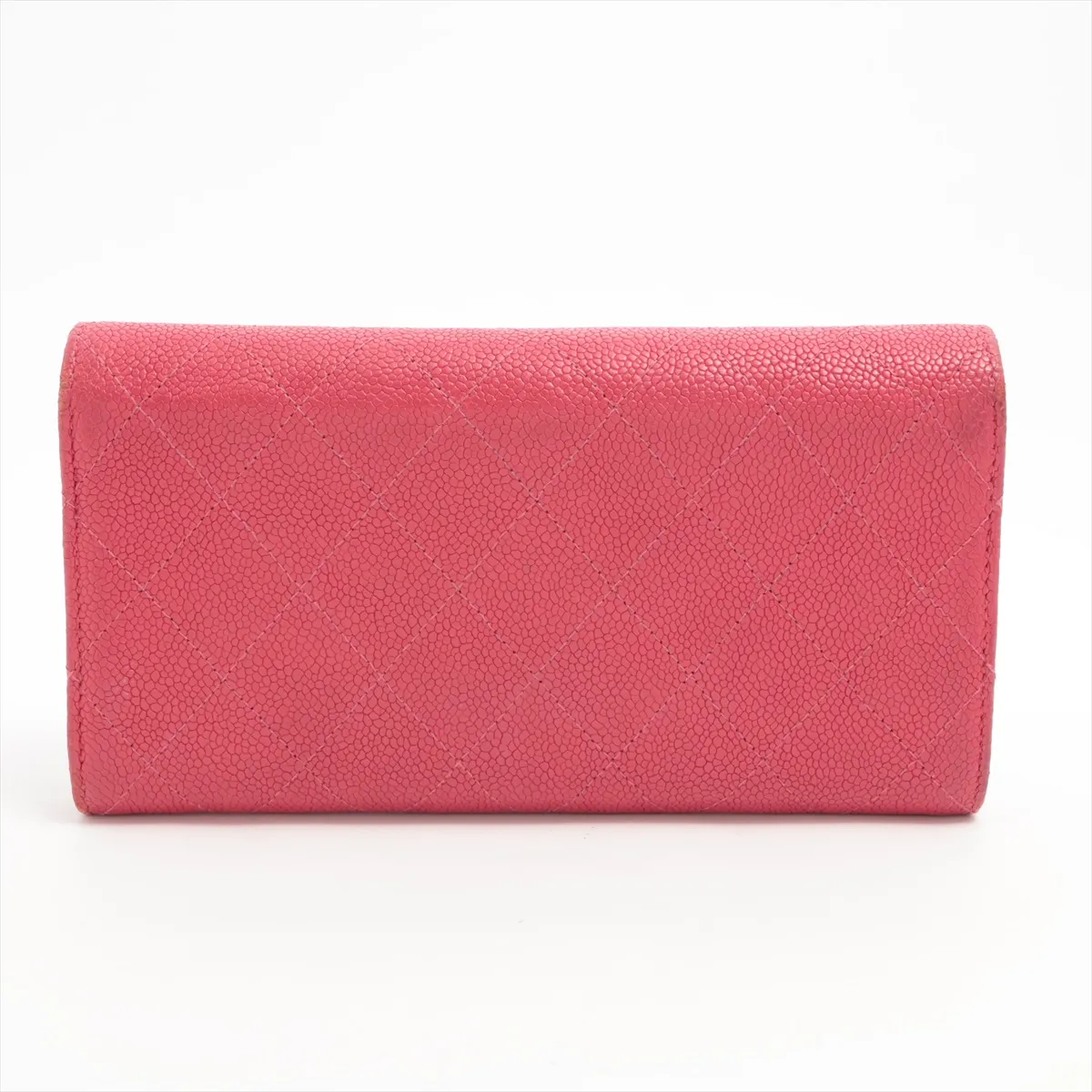 Half Coco Mark Caviar Skin Long Wallet, Red with Gold Hardware, 25294076 — view 2