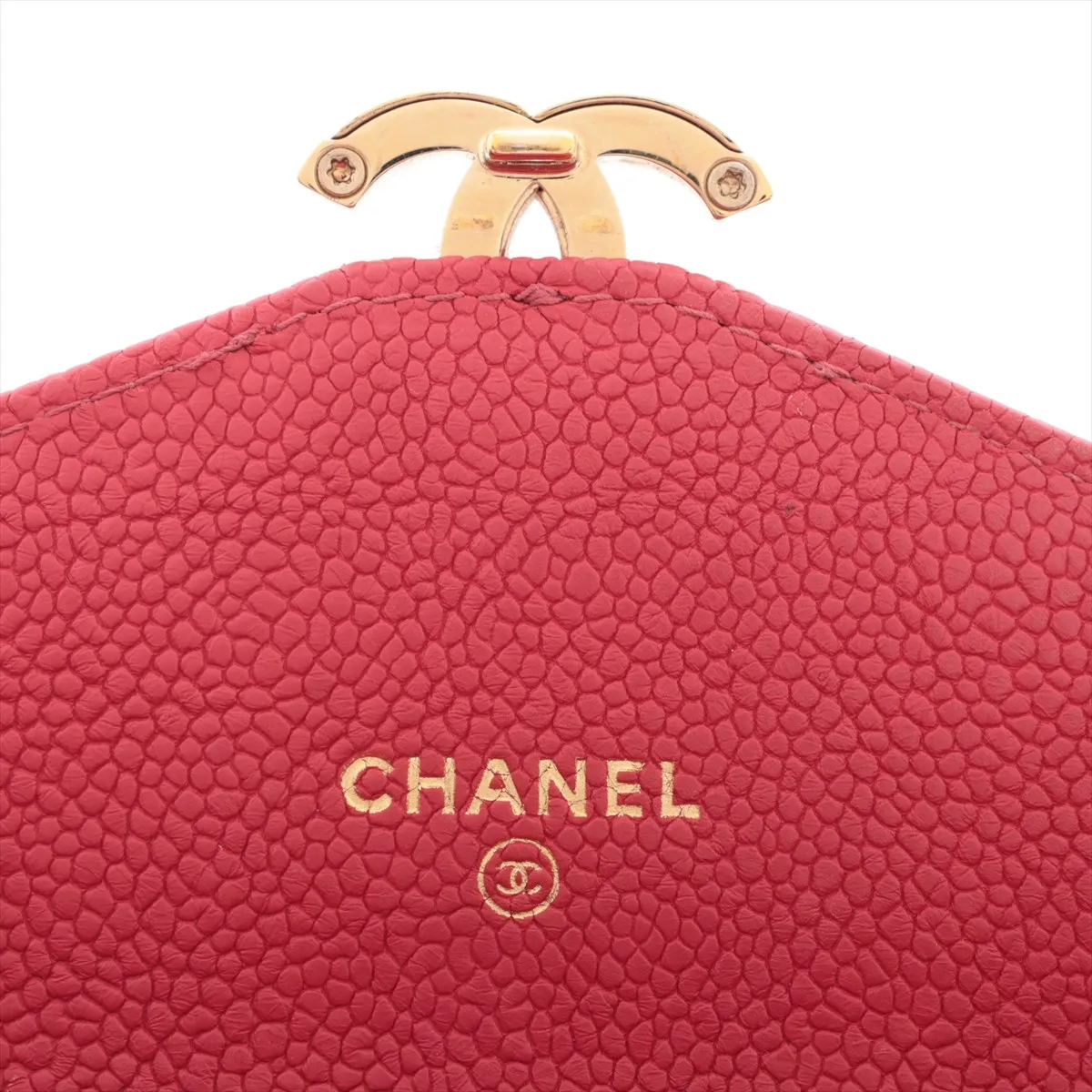 Half Coco Mark Caviar Skin Long Wallet, Red with Gold Hardware, 25294076 — view 9
