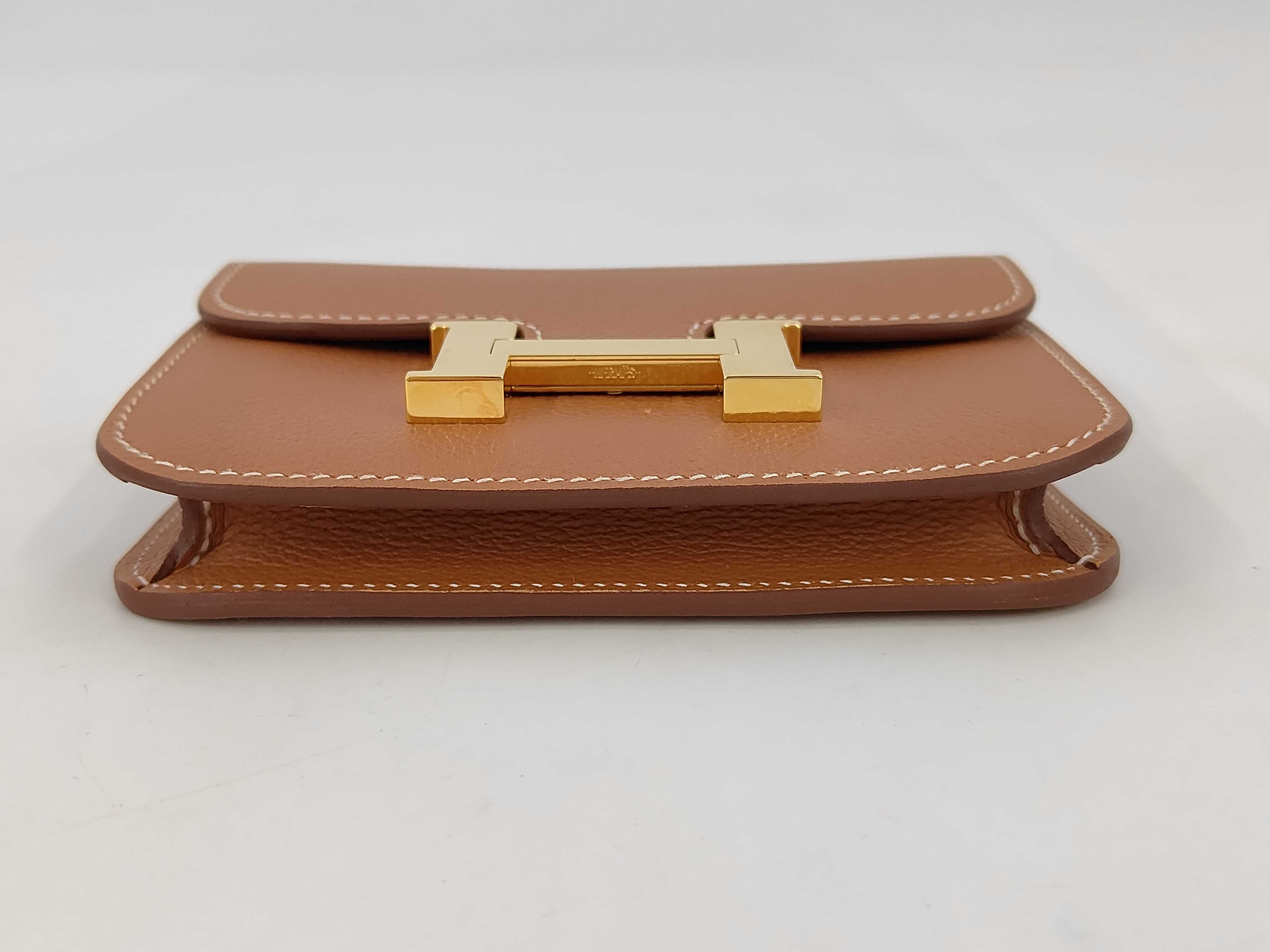 Constance Slim Gold/Yellow Wallet with Gold Hardware, Evercolor Leather, and K Stamp — view 2