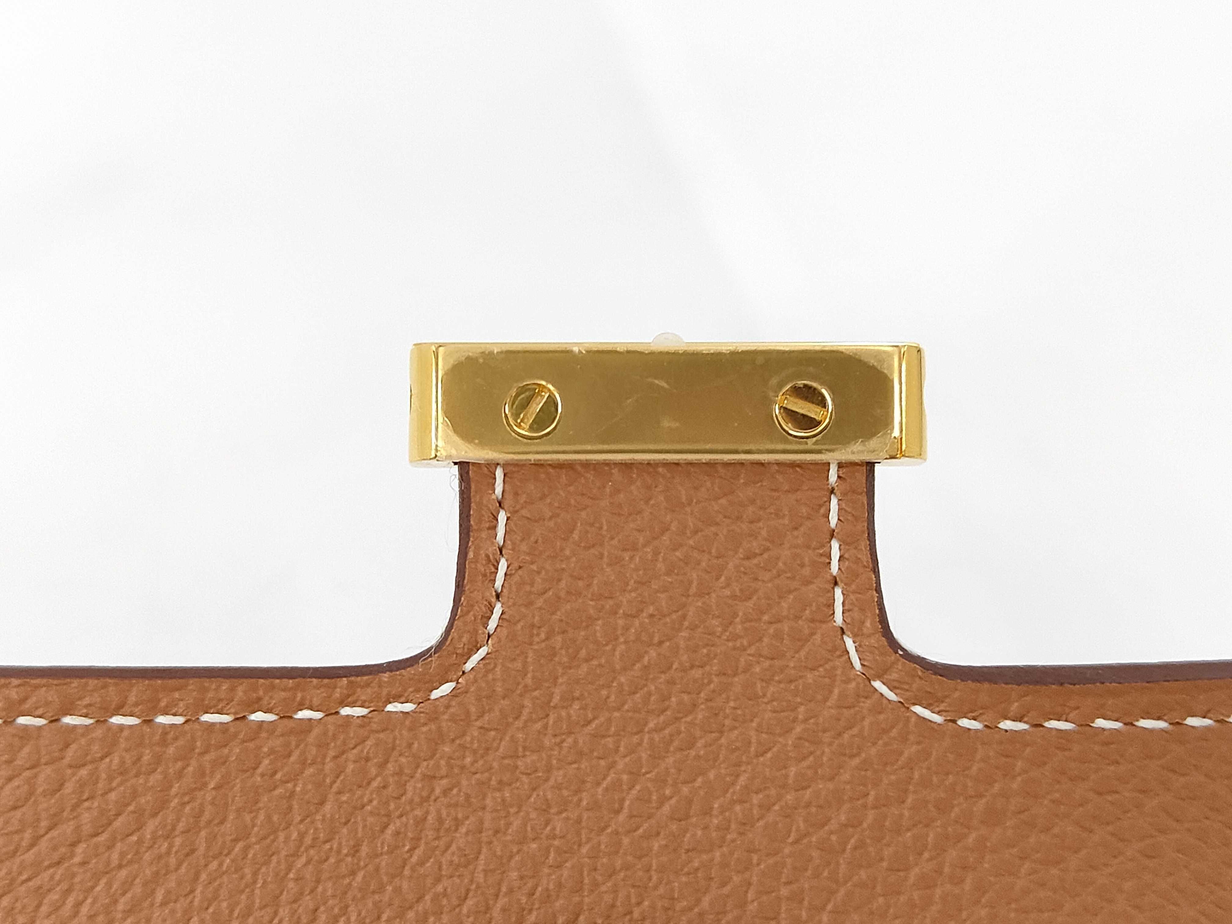 Constance Slim Gold/Yellow Wallet with Gold Hardware, Evercolor Leather, and K Stamp — view 4