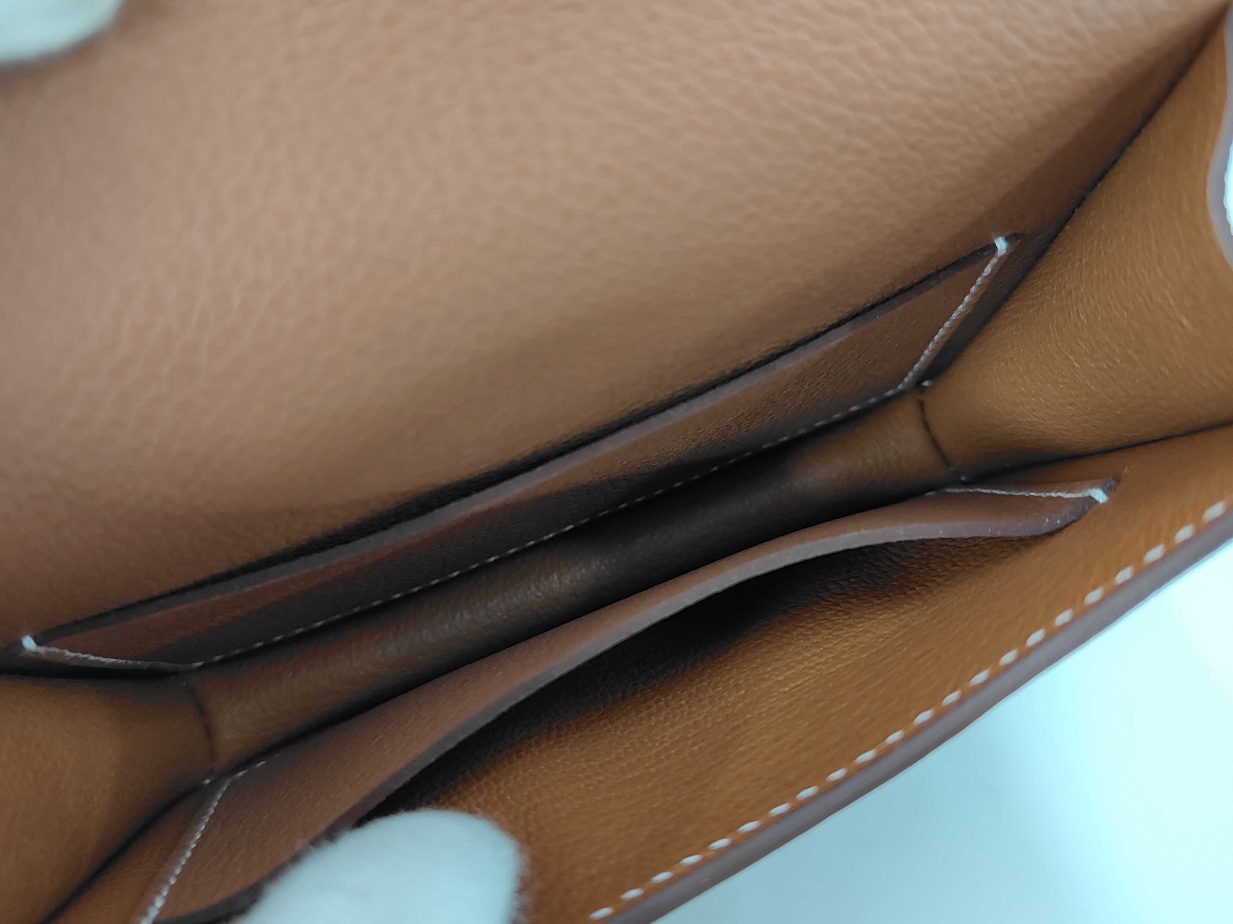 Constance Slim Gold/Yellow Wallet with Gold Hardware, Evercolor Leather, and K Stamp — view 5