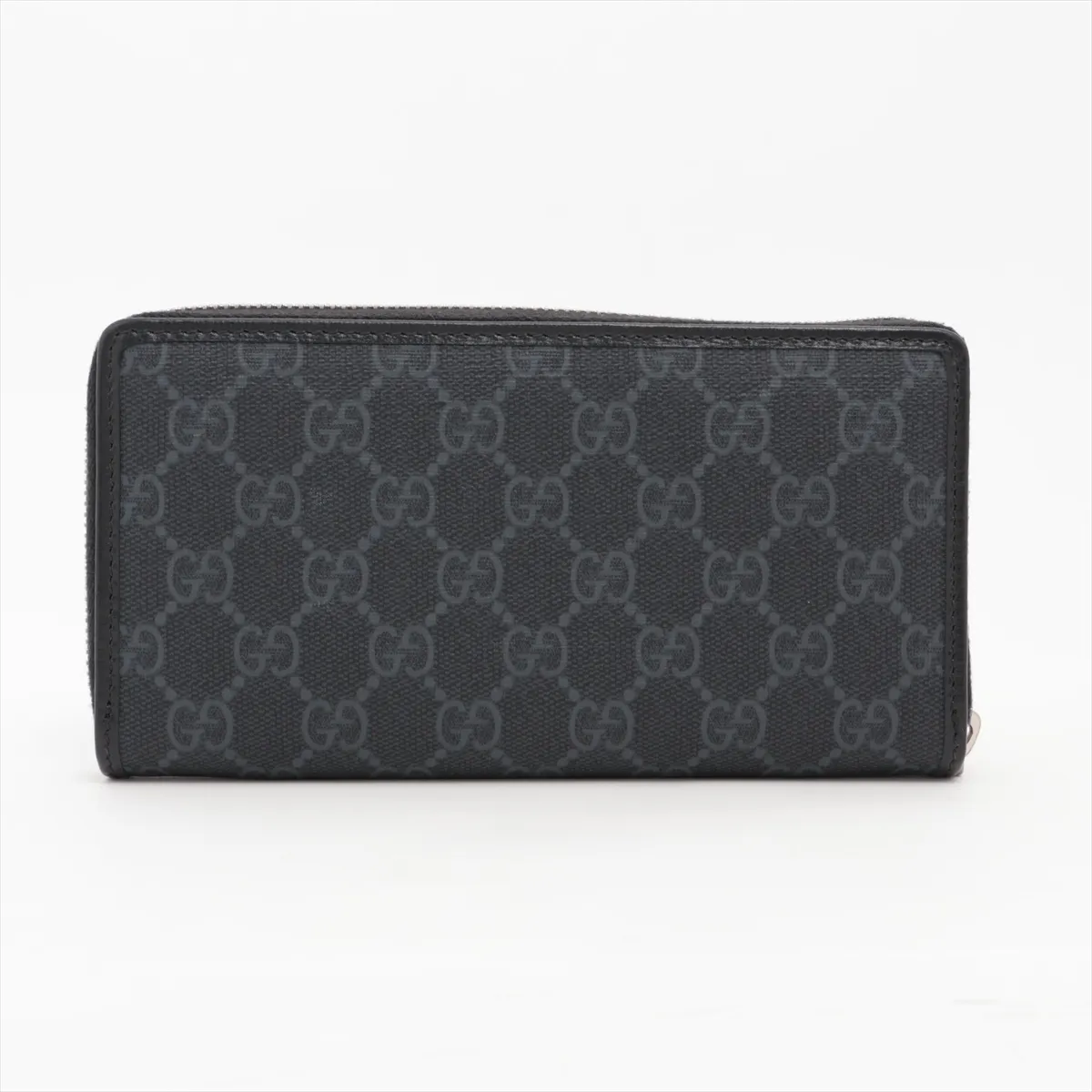 GG Supreme 673003 PVC x Leather Round Zip Wallet, Black — view 2