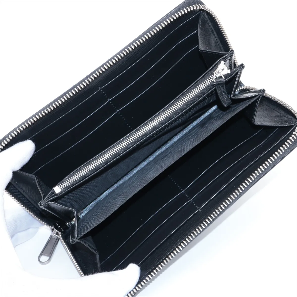 GG Supreme 673003 PVC x Leather Round Zip Wallet, Black — view 3