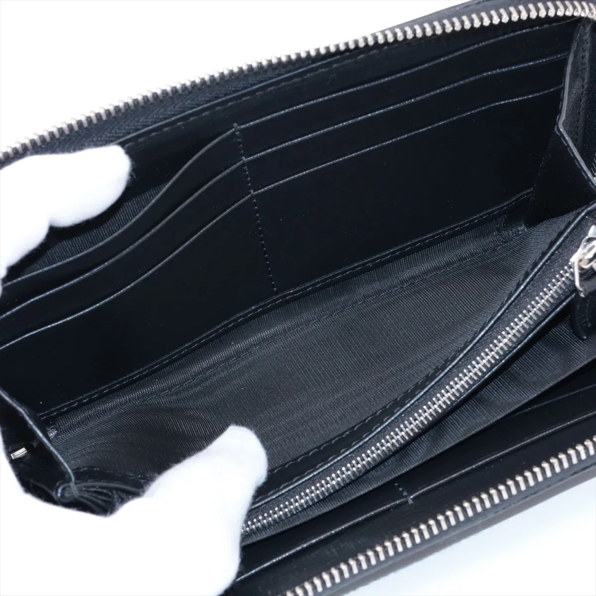 GG Supreme 673003 PVC x Leather Round Zip Wallet, Black — view 4
