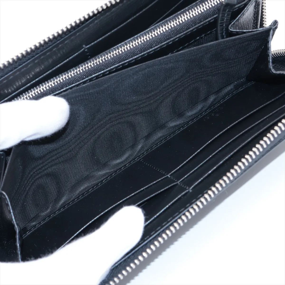 GG Supreme 673003 PVC x Leather Round Zip Wallet, Black — view 6