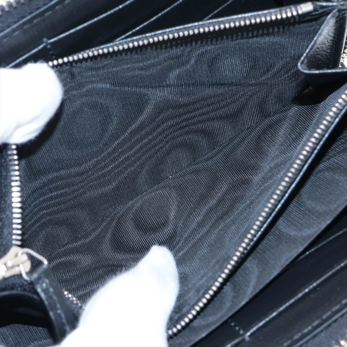 GG Supreme 673003 PVC x Leather Round Zip Wallet, Black — view 7