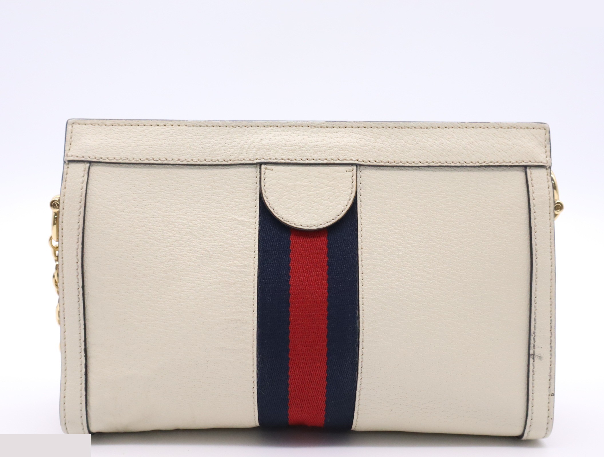Leather Ophidia Sherry Line Shoulder Bag - White/Green — view 2
