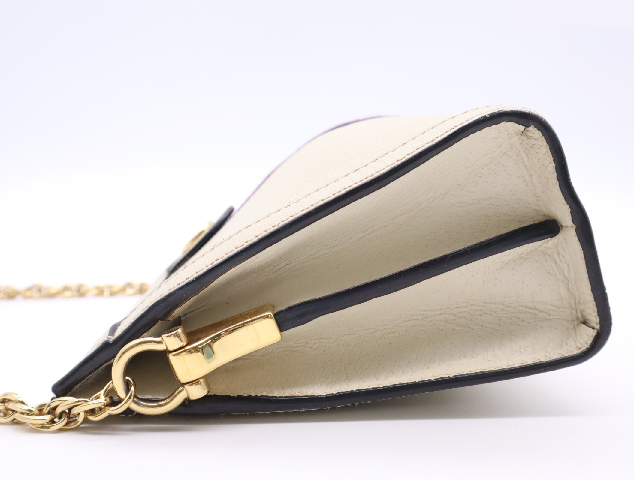 Leather Ophidia Sherry Line Shoulder Bag - White/Green — view 3