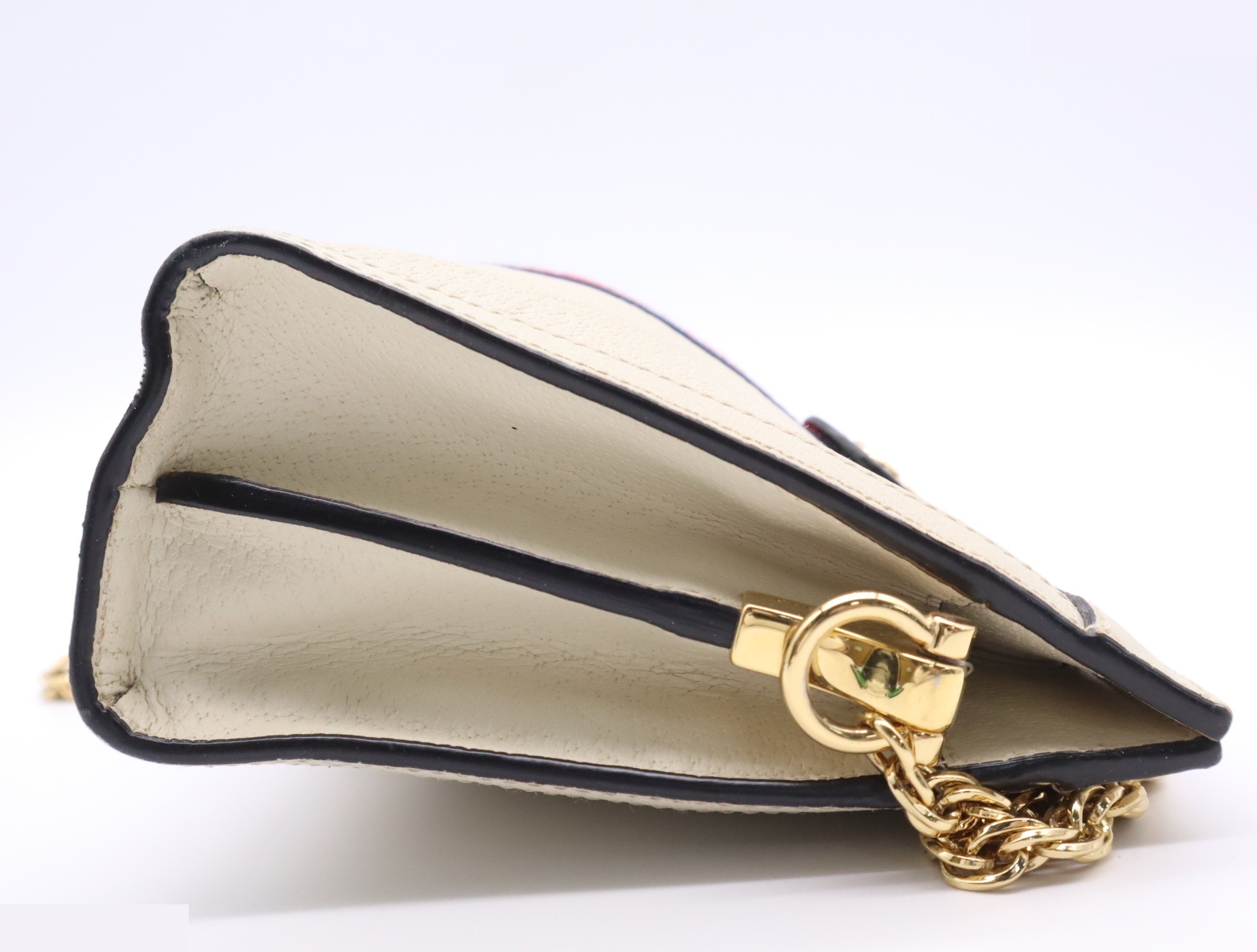 Leather Ophidia Sherry Line Shoulder Bag - White/Green — view 5