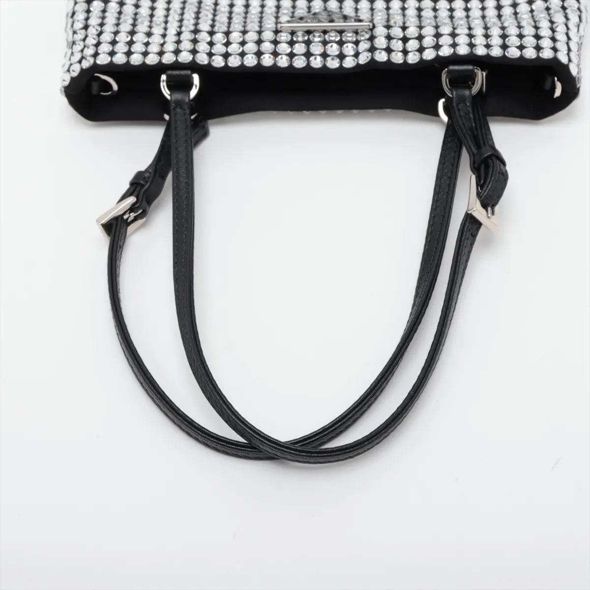 Crystal Satin x Rhinestone 2-Way Handbag, Black — view 5