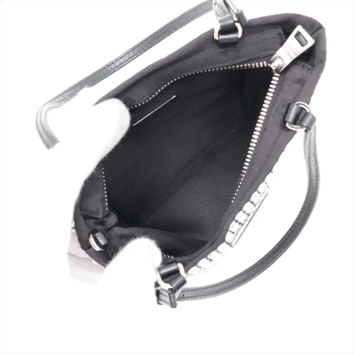 Crystal Satin x Rhinestone 2-Way Handbag, Black — view 8