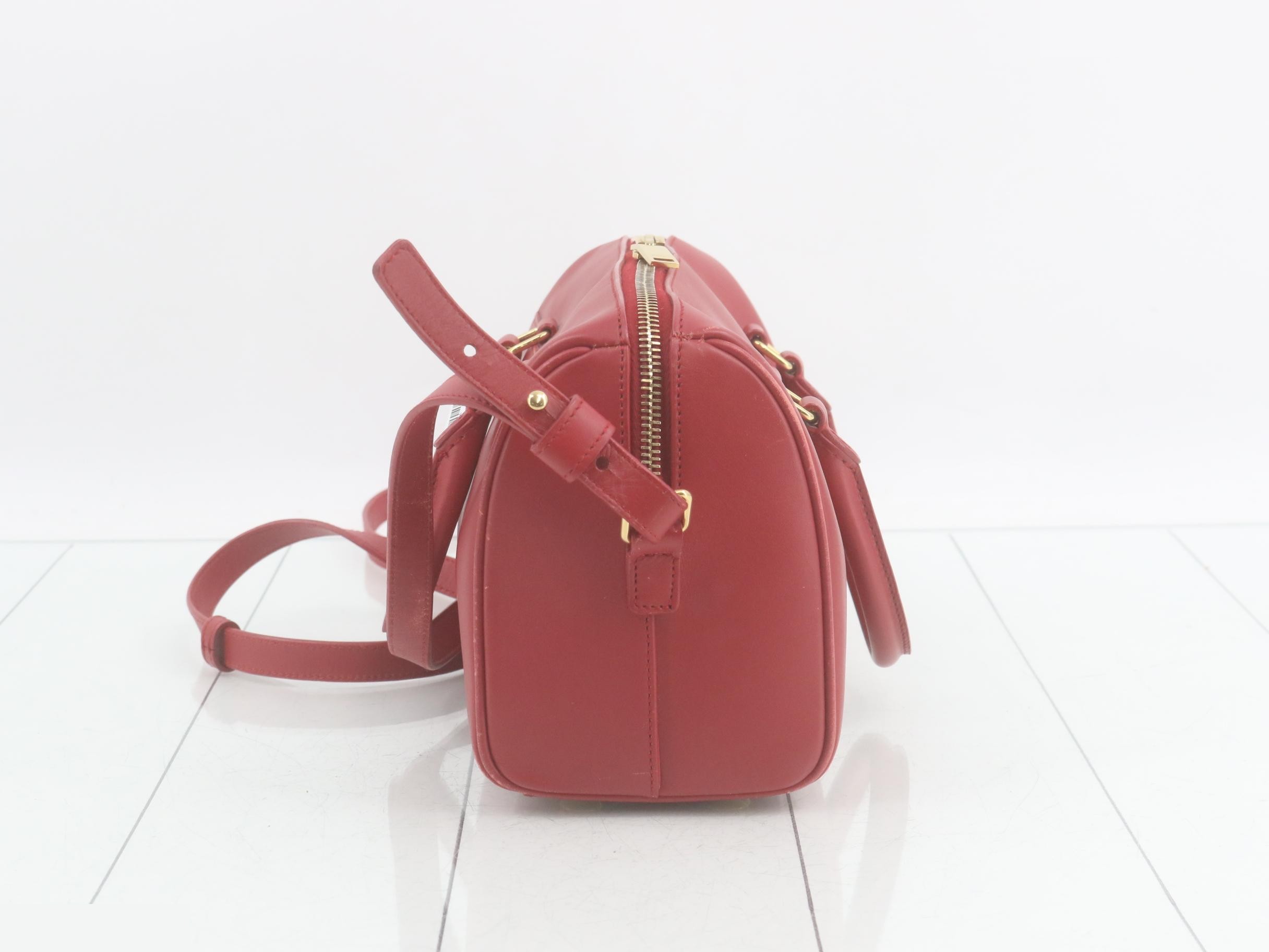 Baby Duffle Leather 2-Way Handbag, Red, 330958 — view 3