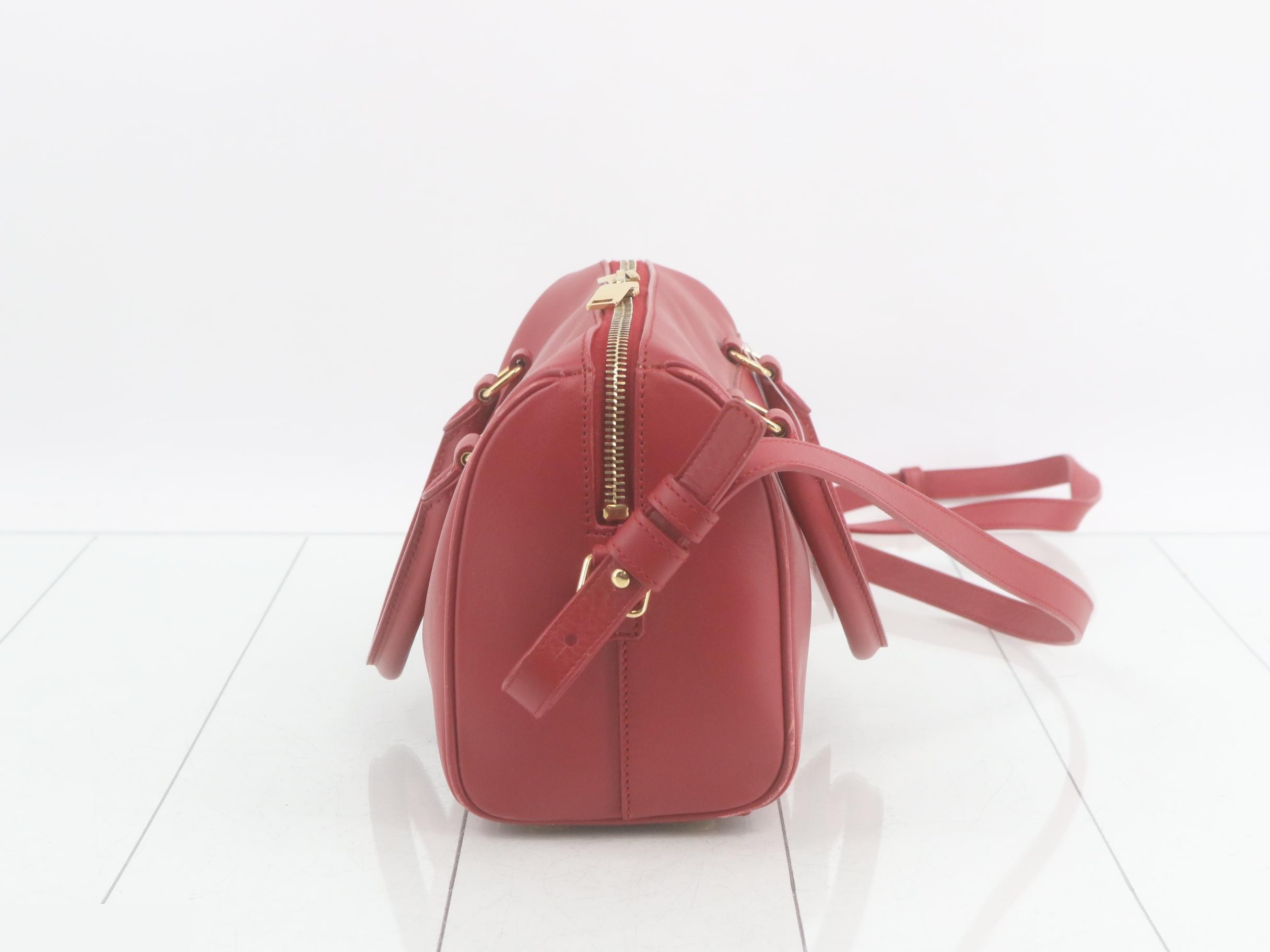 Baby Duffle Leather 2-Way Handbag, Red, 330958 — view 4