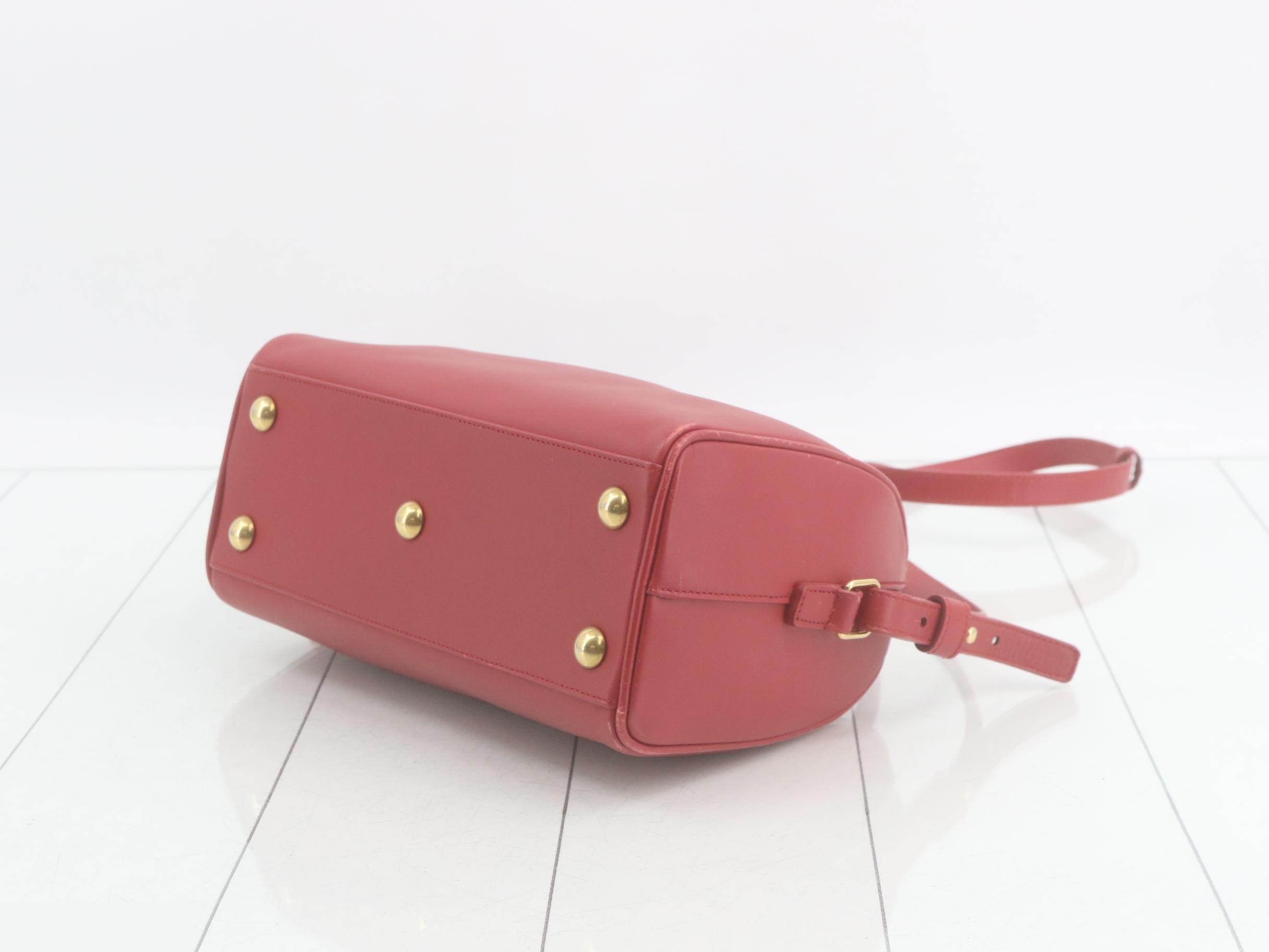 Baby Duffle Leather 2-Way Handbag, Red, 330958 — view 6