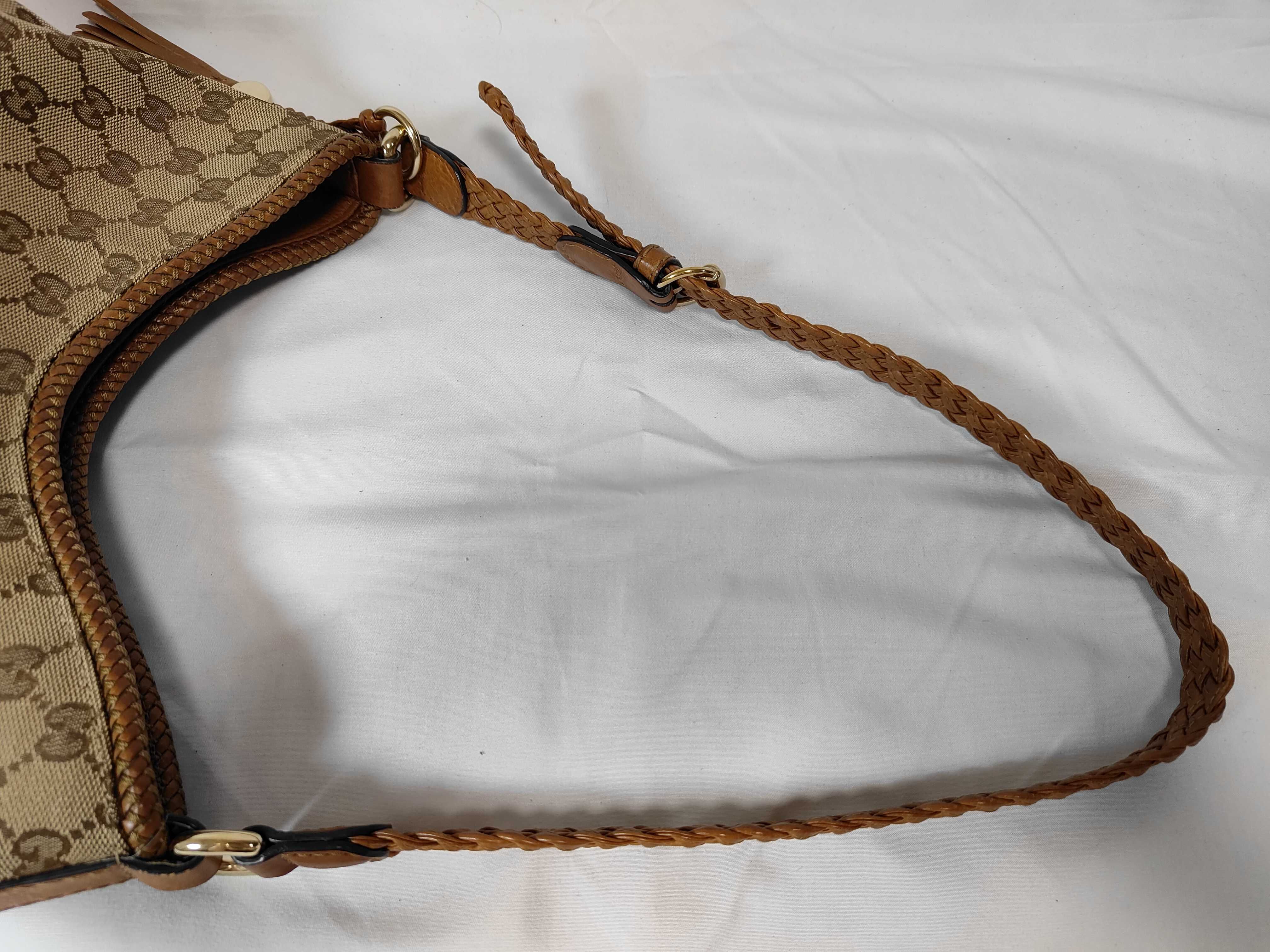 GG Logo Trimmed Tassel Hobo Bag Brown 257026 Shoulder Bag — view 3