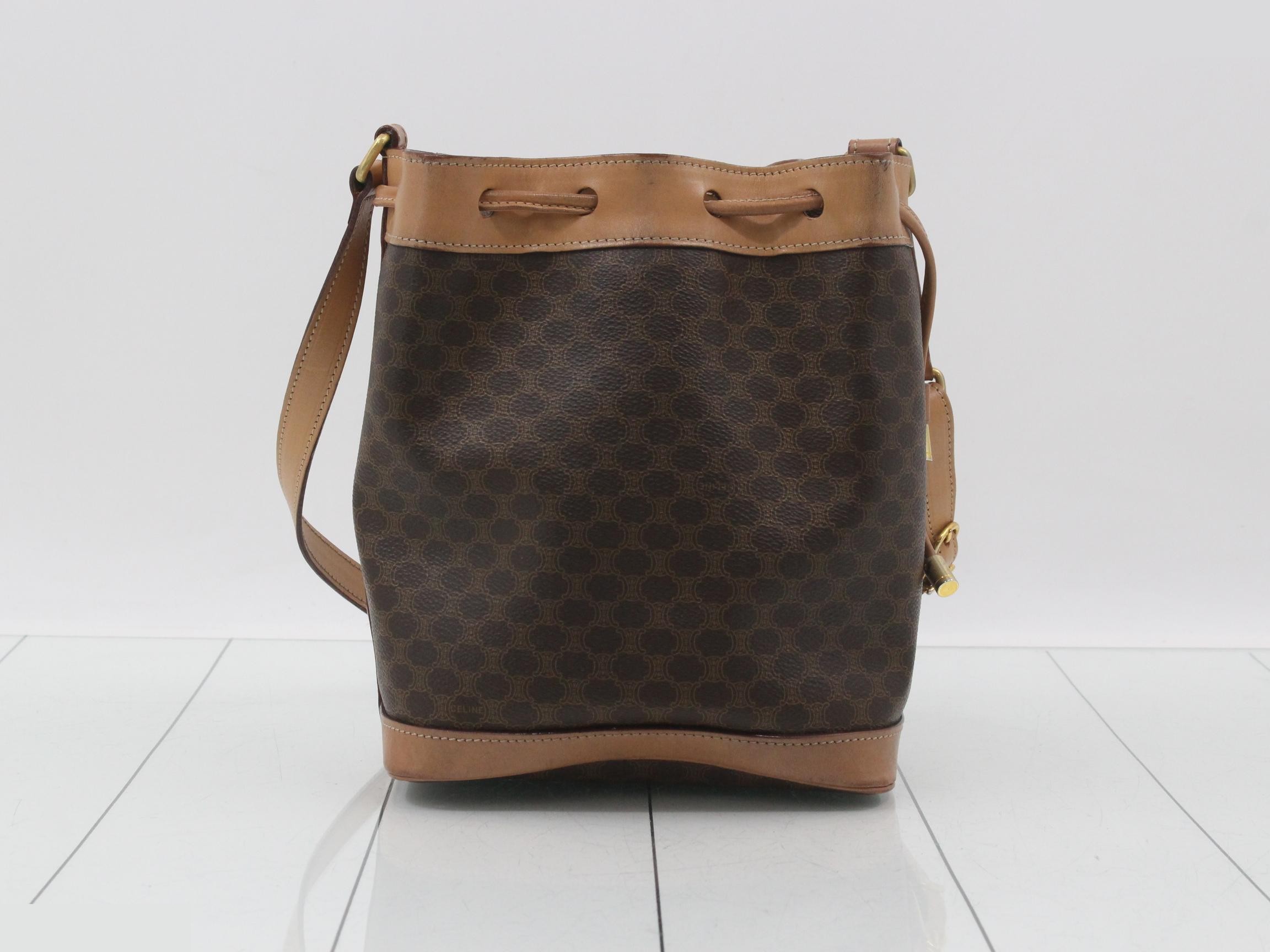 Macadam Logo Drawstring Mini Bucket Bag, Brown, W19cm — view 2