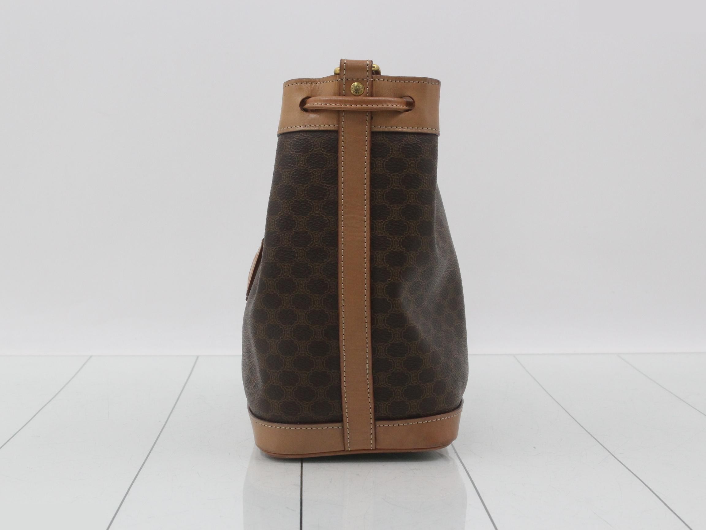 Macadam Logo Drawstring Mini Bucket Bag, Brown, W19cm — view 3