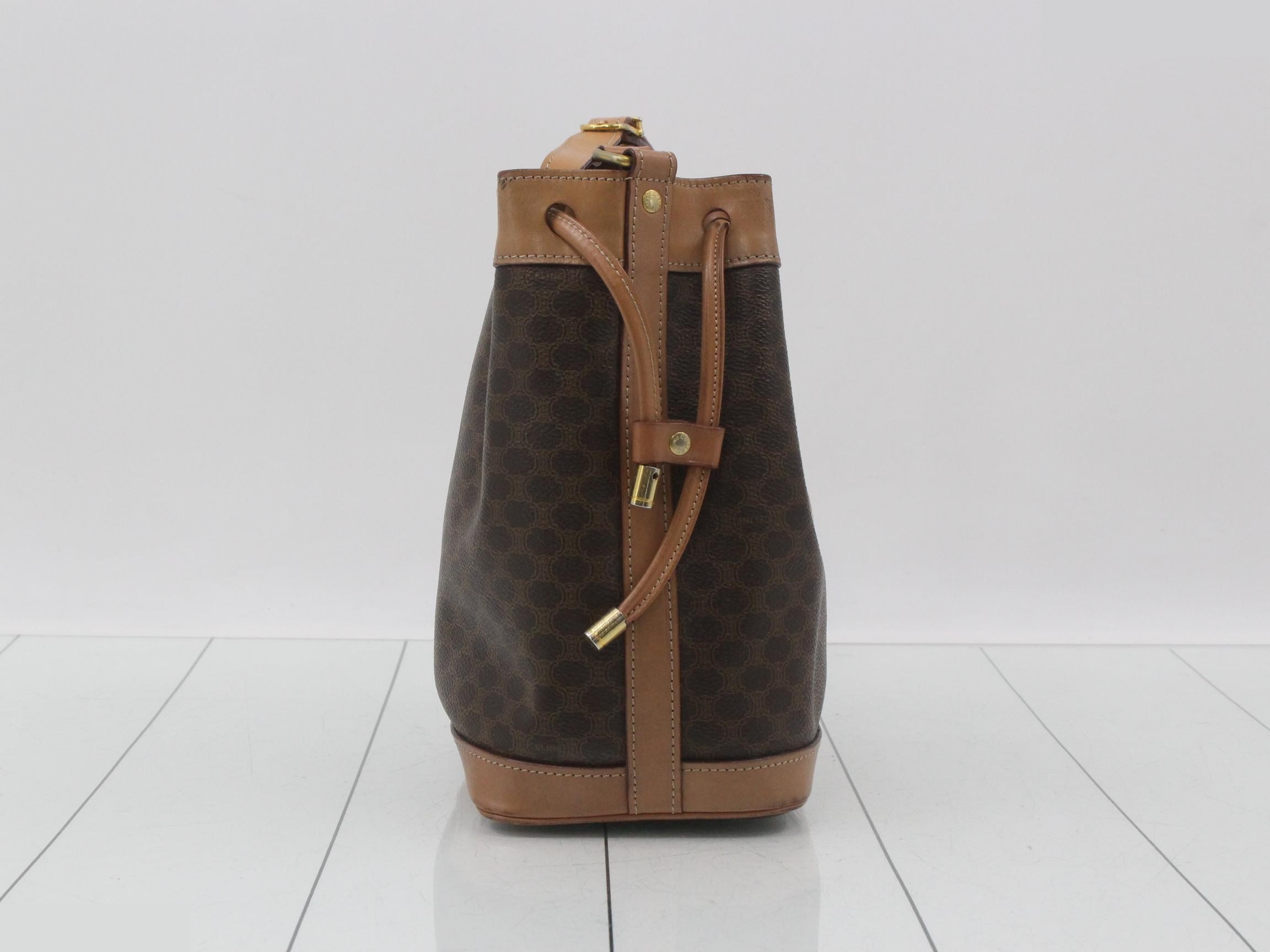 Macadam Logo Drawstring Mini Bucket Bag, Brown, W19cm — view 4