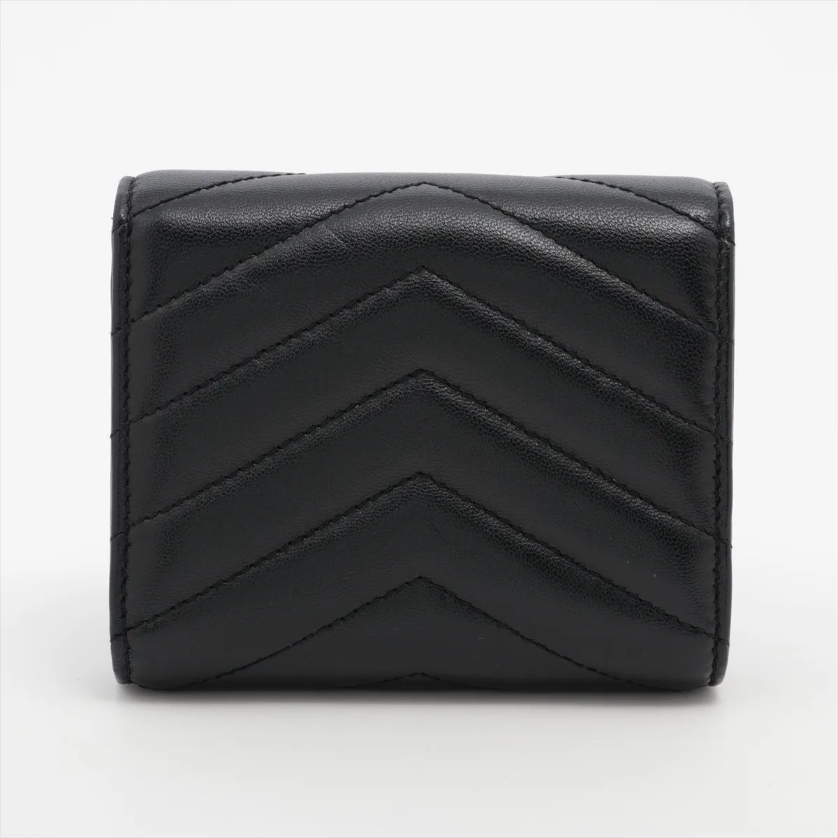 Monogram YSL Logo GNC692061 Leather Compact Wallet Black — view 2