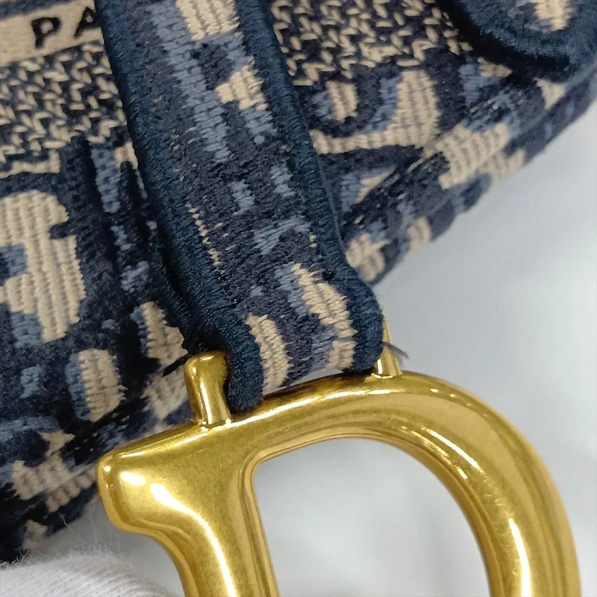 Oblique Saddle Bag Canvas x Leather Shoulder Bag Navy — view 11