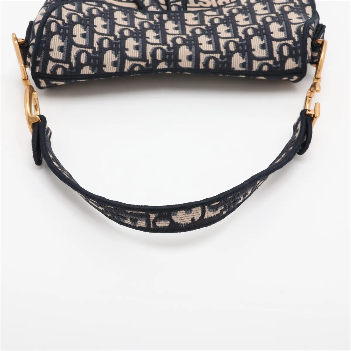 Oblique Saddle Bag Canvas x Leather Shoulder Bag Navy — view 5