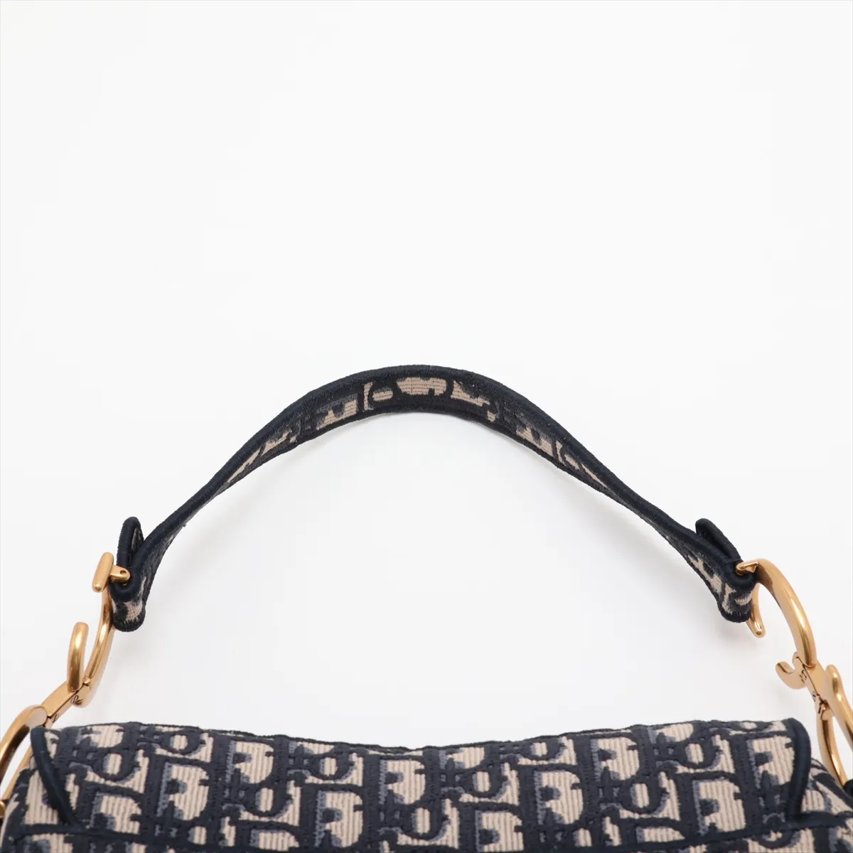 Oblique Saddle Bag Canvas x Leather Shoulder Bag Navy — view 6