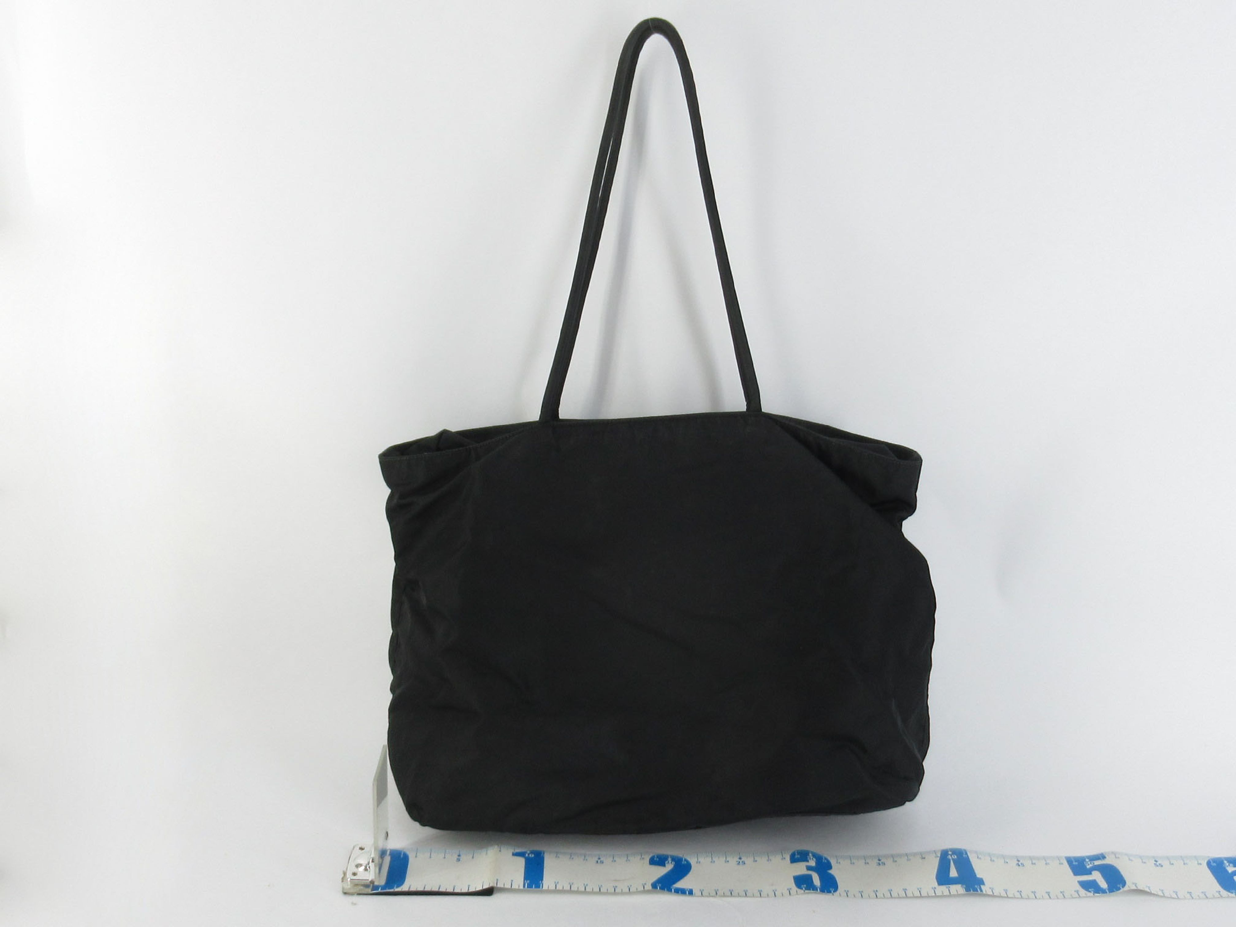 Nylon Bag with Triangle Plate, Black Tote Bag — view 2