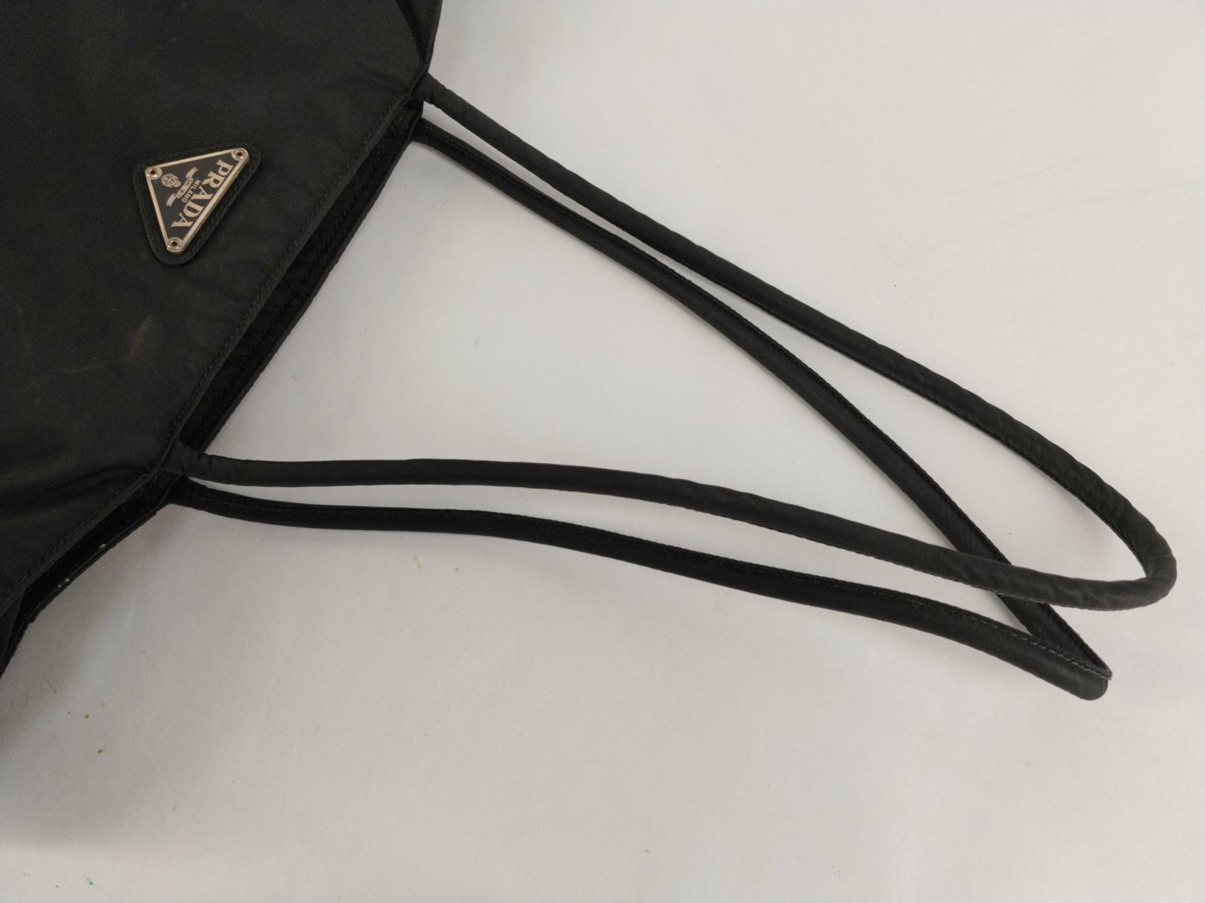 Nylon Bag with Triangle Plate, Black Tote Bag — view 3