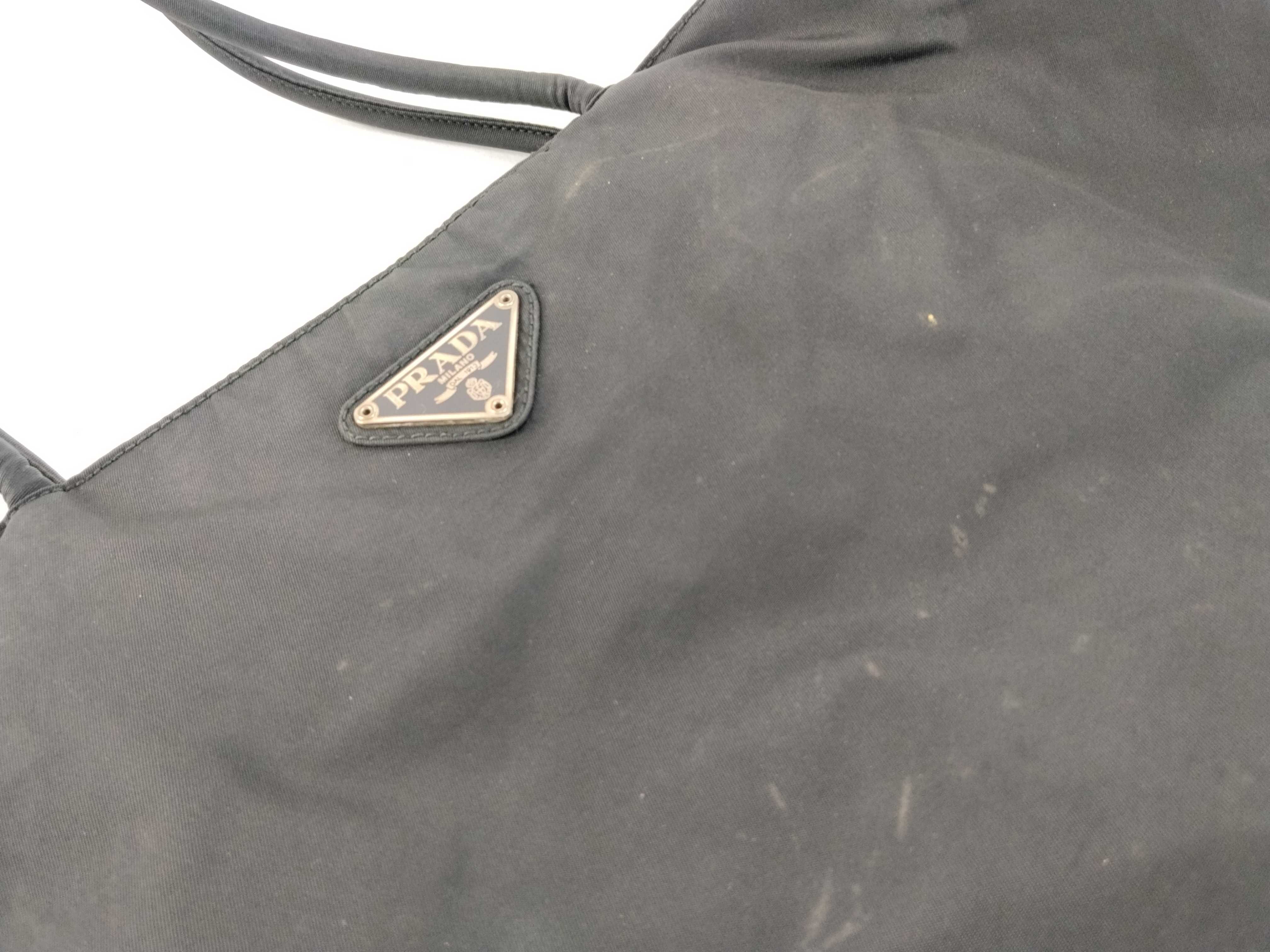 Nylon Bag with Triangle Plate, Black Tote Bag — view 8
