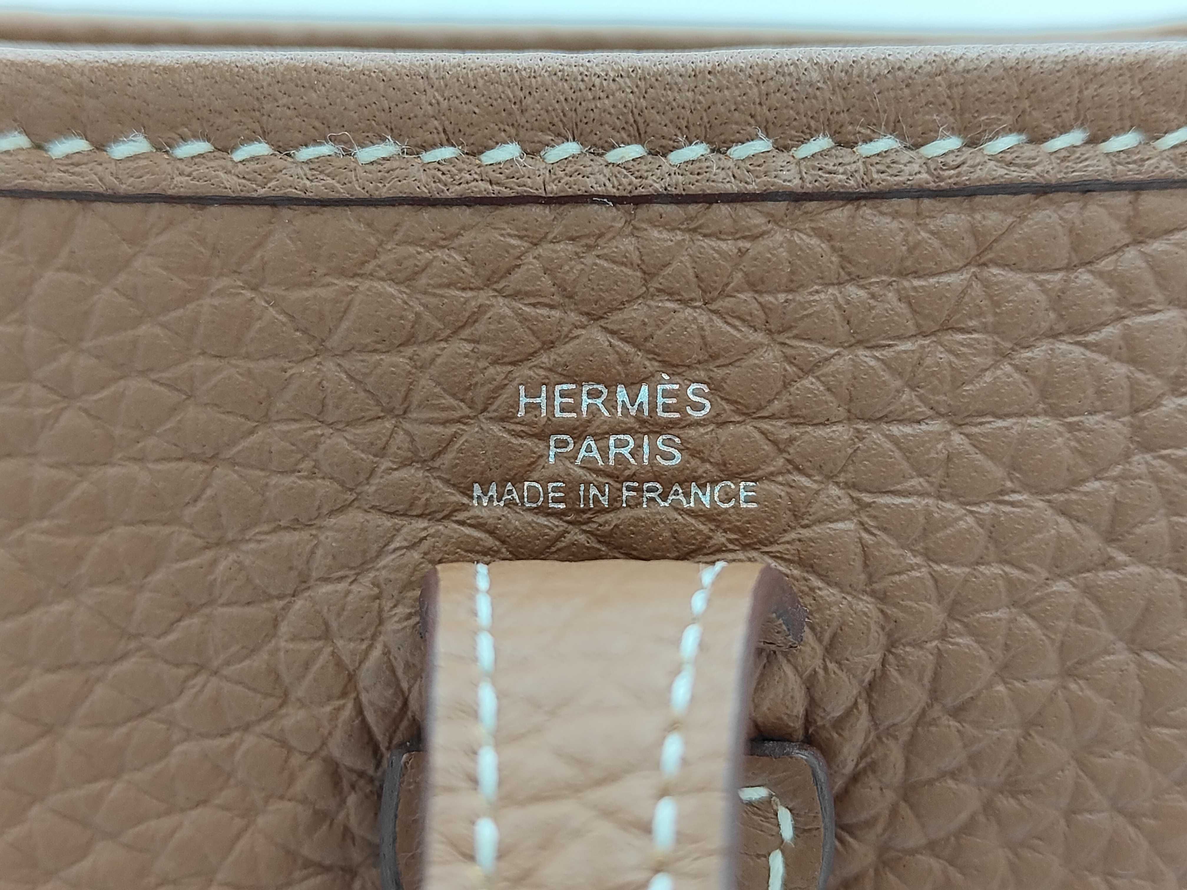 Evelyne 16 TPM Amazon Taurillon Leather Shoulder Bag, Brown Tones, Silver Hardware, K Stamp — view 8