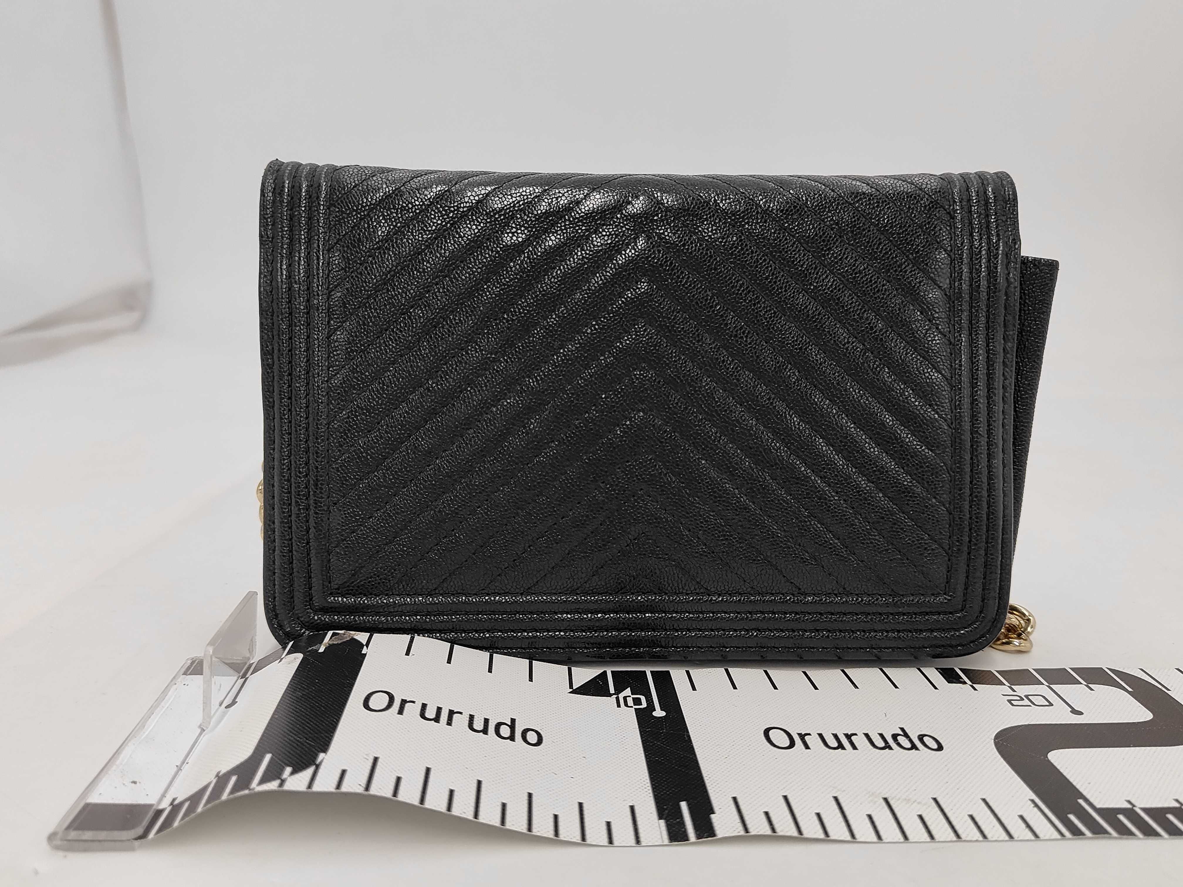 Boy Chanel V-stitch Chain Wallet, Caviar Leather, Black, Gold Hardware, Shoulder Bag — view 2