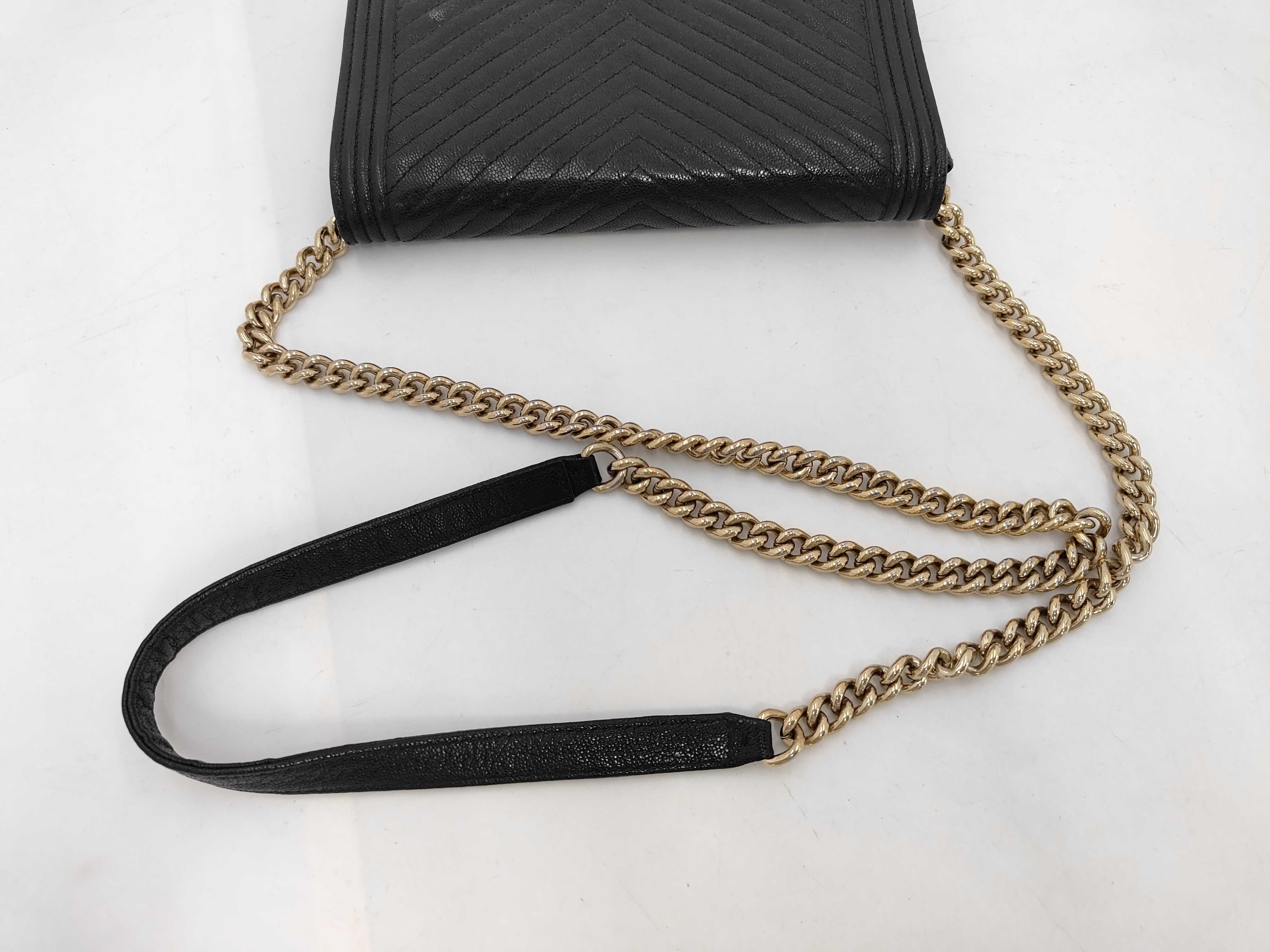 Boy Chanel V-stitch Chain Wallet, Caviar Leather, Black, Gold Hardware, Shoulder Bag — view 5